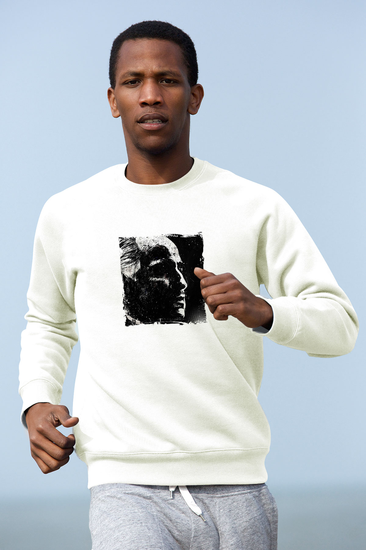 Marlon Brando Unisex Baskılı Beyaz Sweatshirt