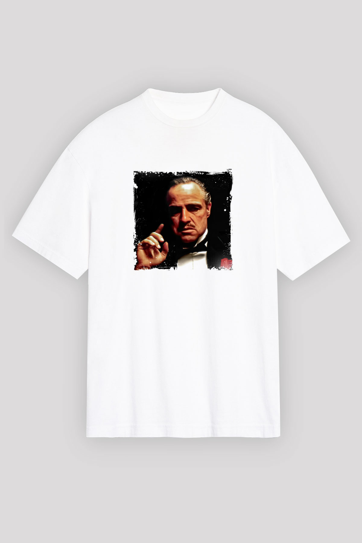 Marlon Brando Oversize Baskılı Beyaz Tişört