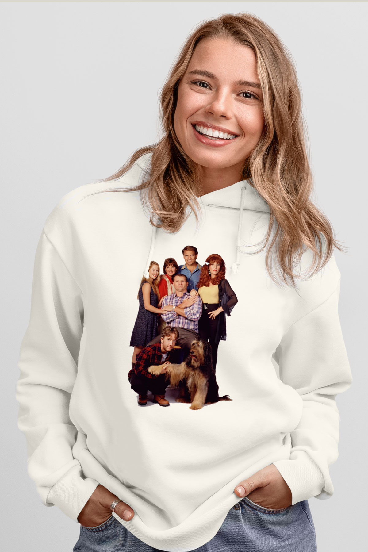 Married with Children Beyaz Unisex Kapşonlu Sweatshirt