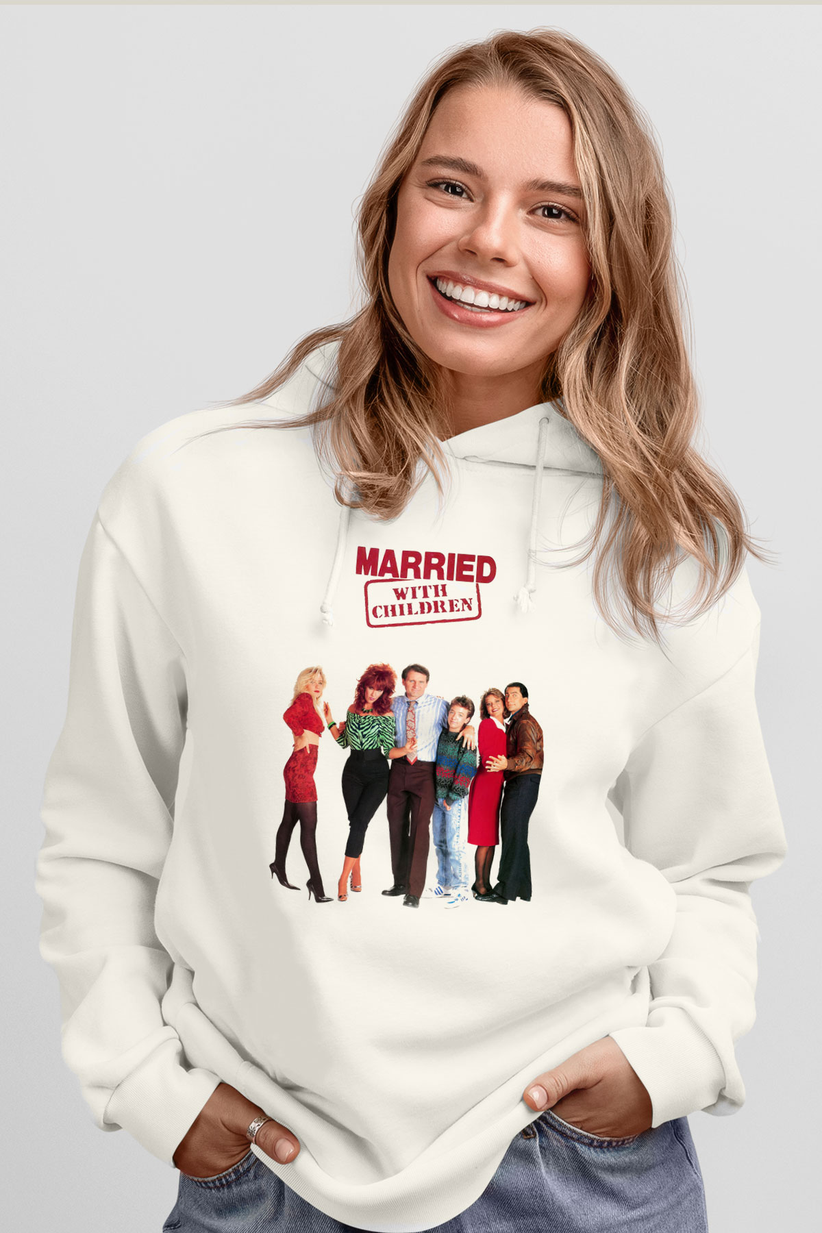 Married with Children Beyaz Unisex Kapşonlu Sweatshirt