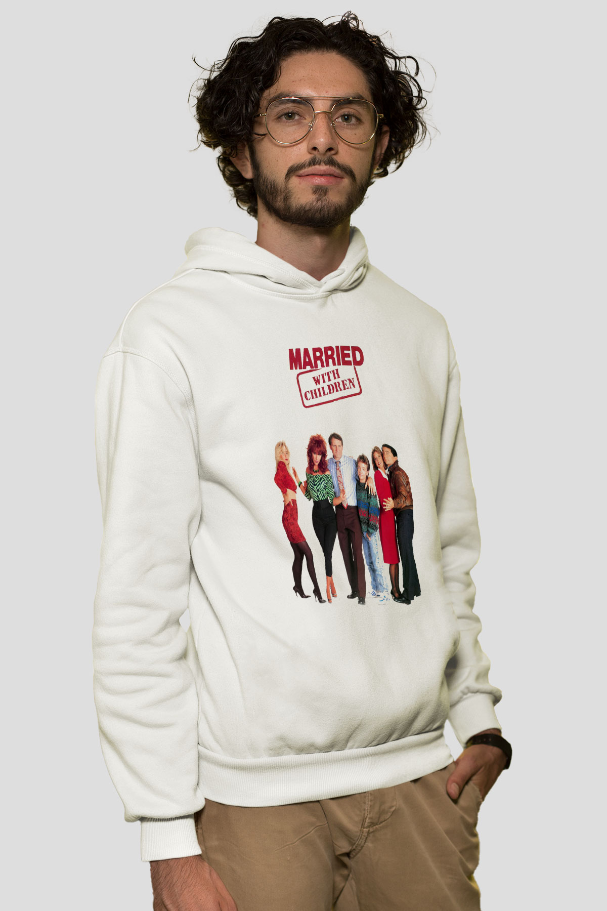Married with Children Beyaz Unisex Kapşonlu Sweatshirt