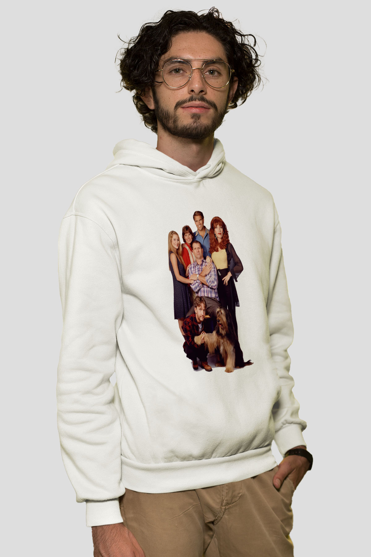 Married with Children Beyaz Unisex Kapşonlu Sweatshirt