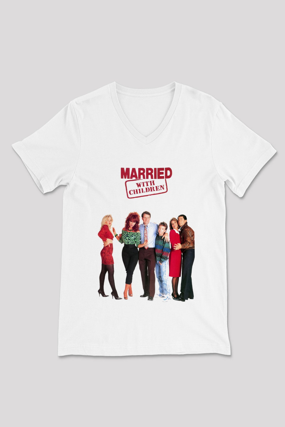 Married with Children Beyaz Unisex V Yaka Tişört T-Shirt
