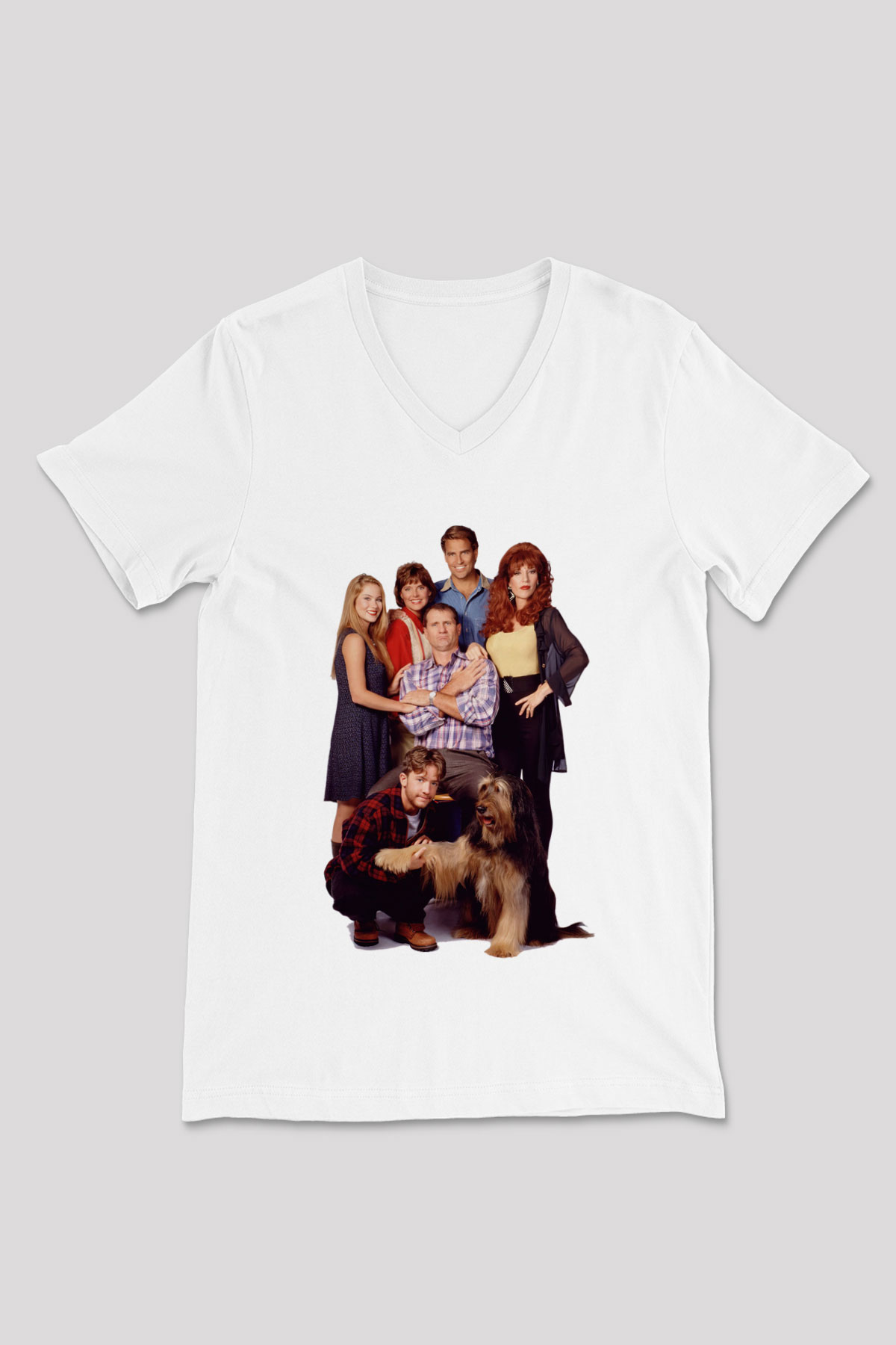 Married with Children Beyaz Unisex V Yaka Tişört T-Shirt