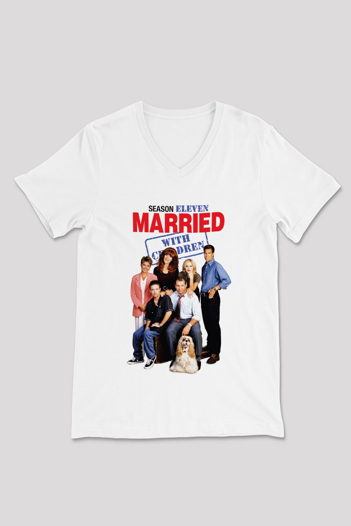 Married with Children Beyaz Unisex V Yaka Tişört