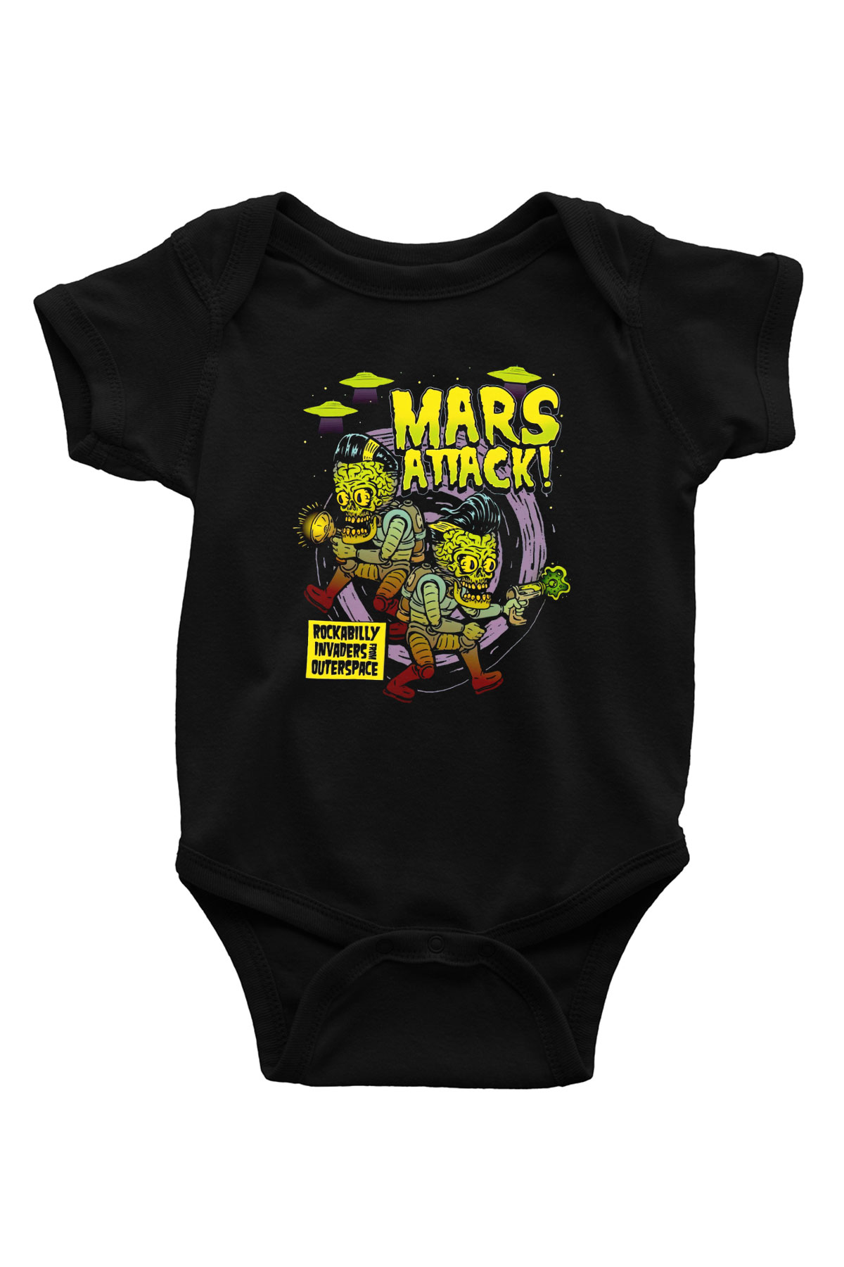 Mars Attacks Siyah Bebek Body - Zıbın
