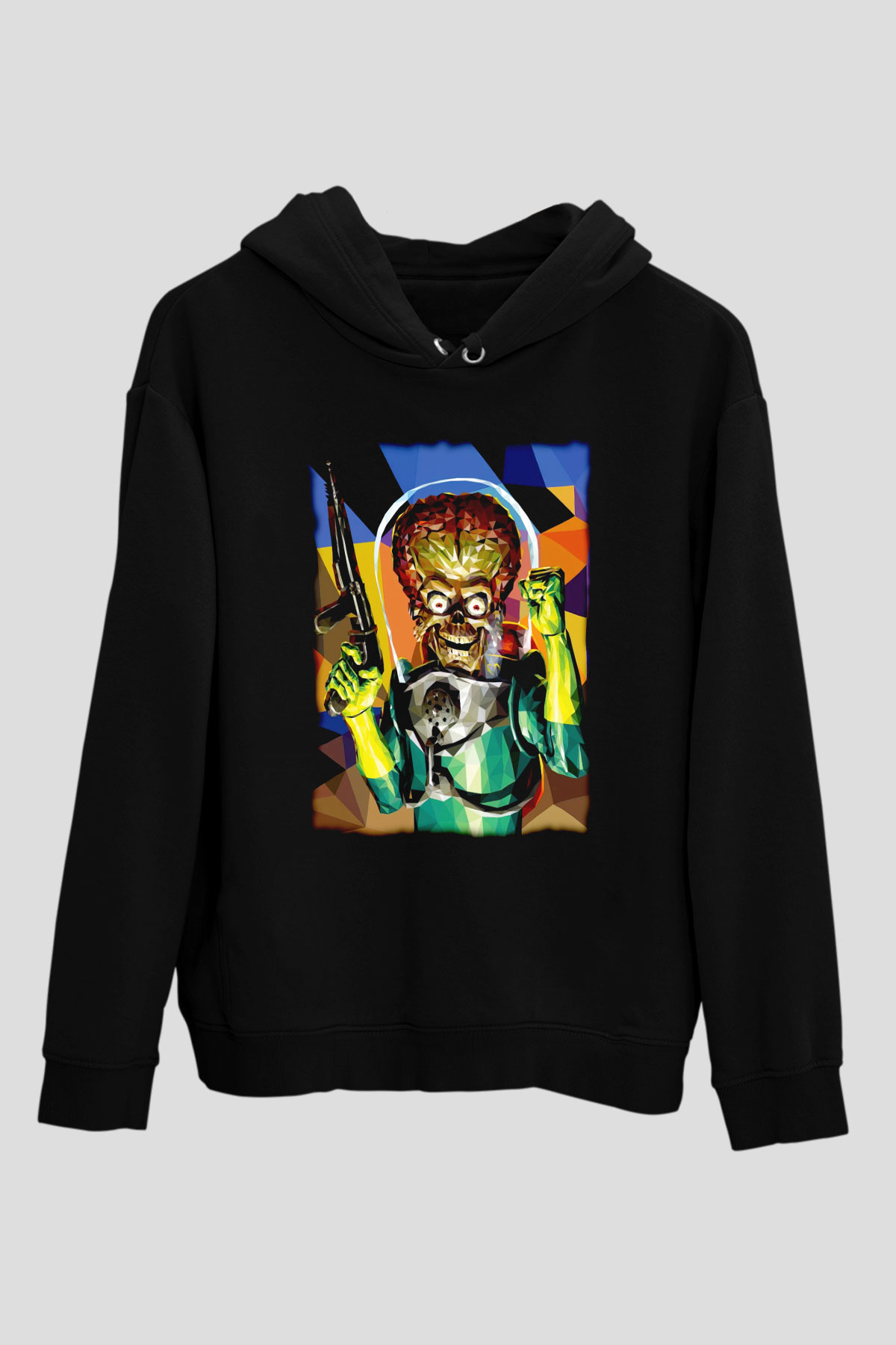 Mars Attacks Siyah Unisex Hoodie