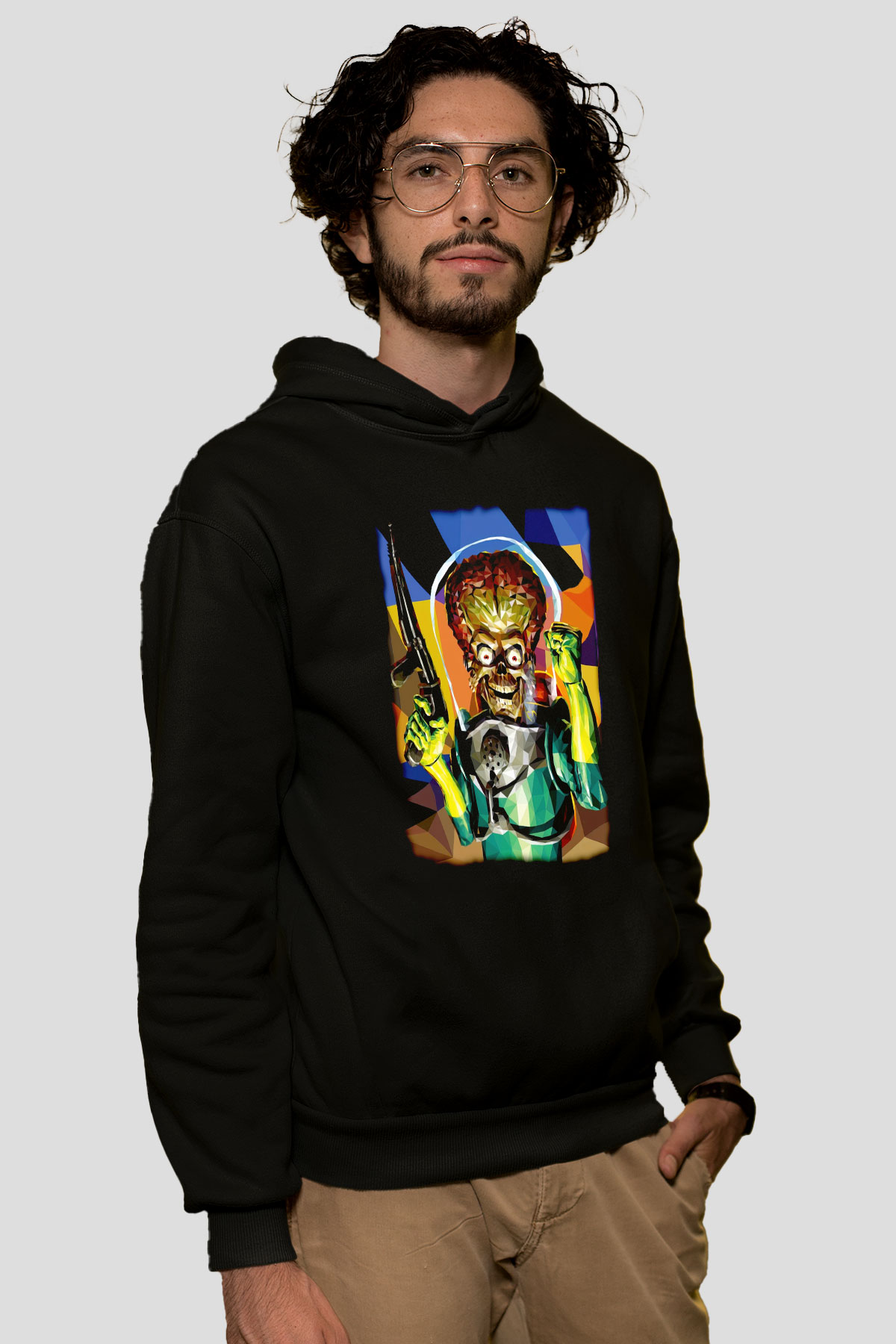 Mars Attacks Siyah Unisex Hoodie
