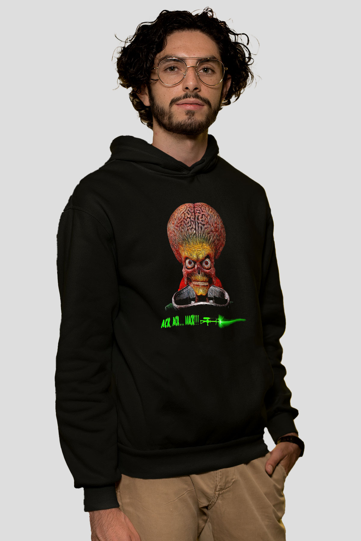 Mars Attacks Siyah Unisex Hoodie