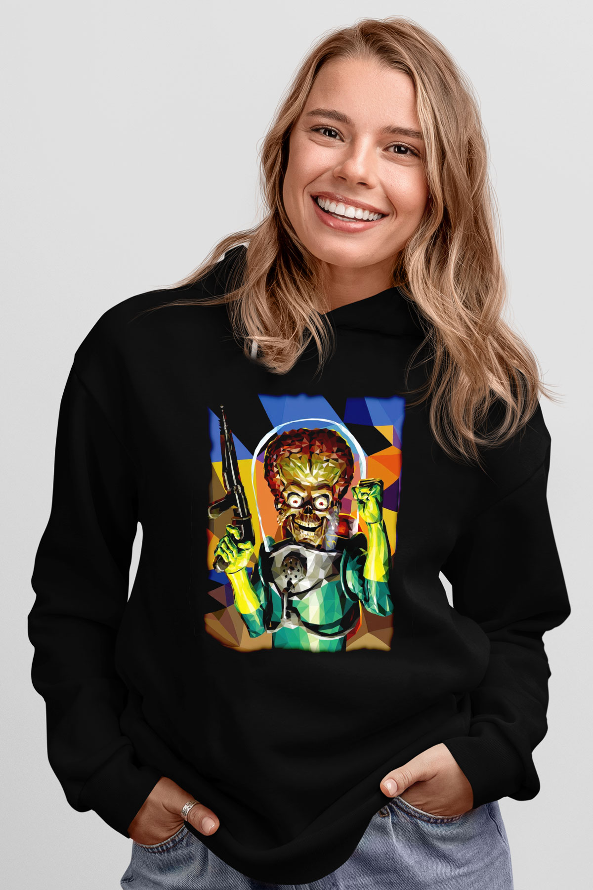 Mars Attacks Siyah Unisex Hoodie