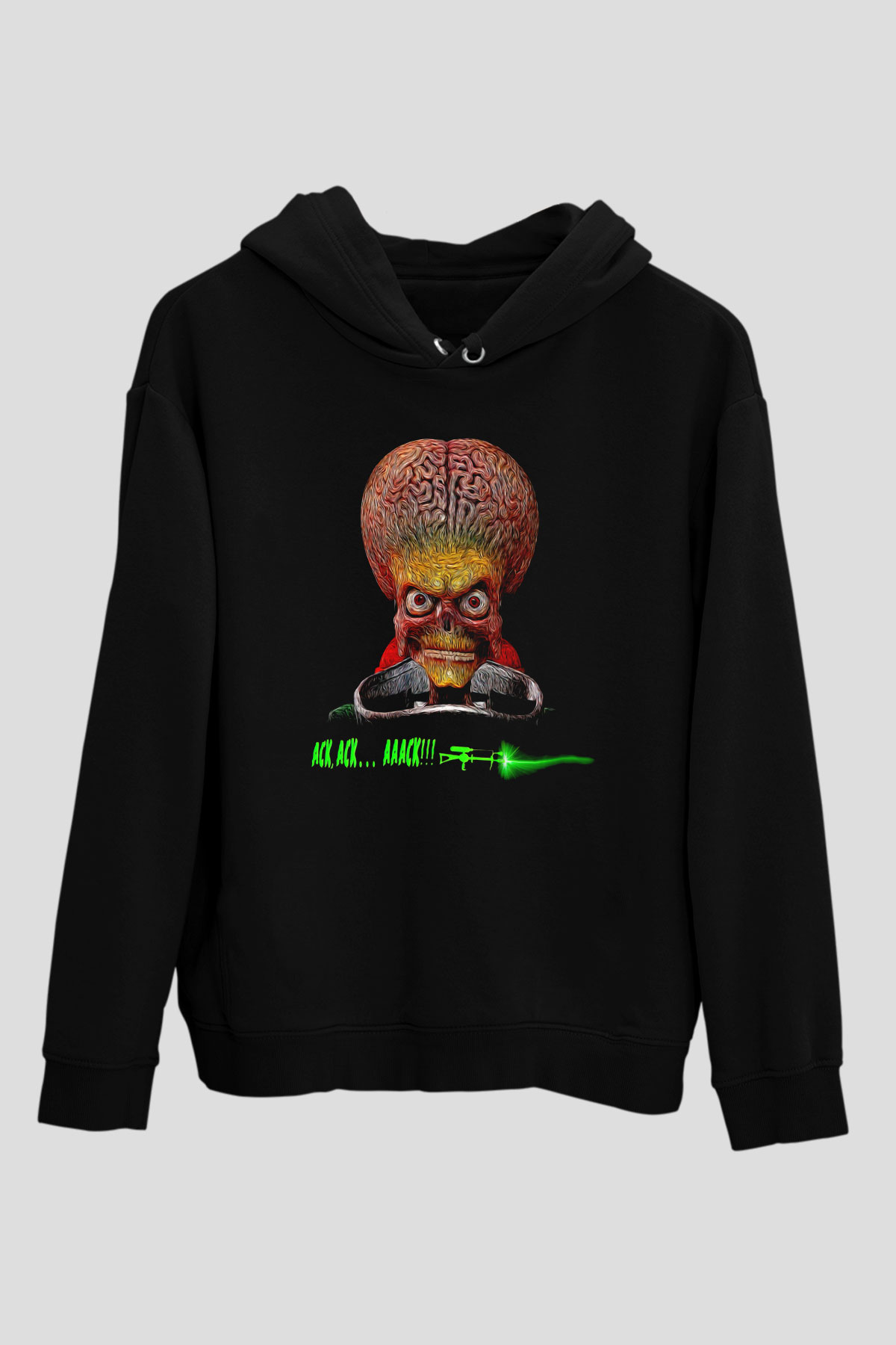 Mars Attacks Siyah Unisex Hoodie