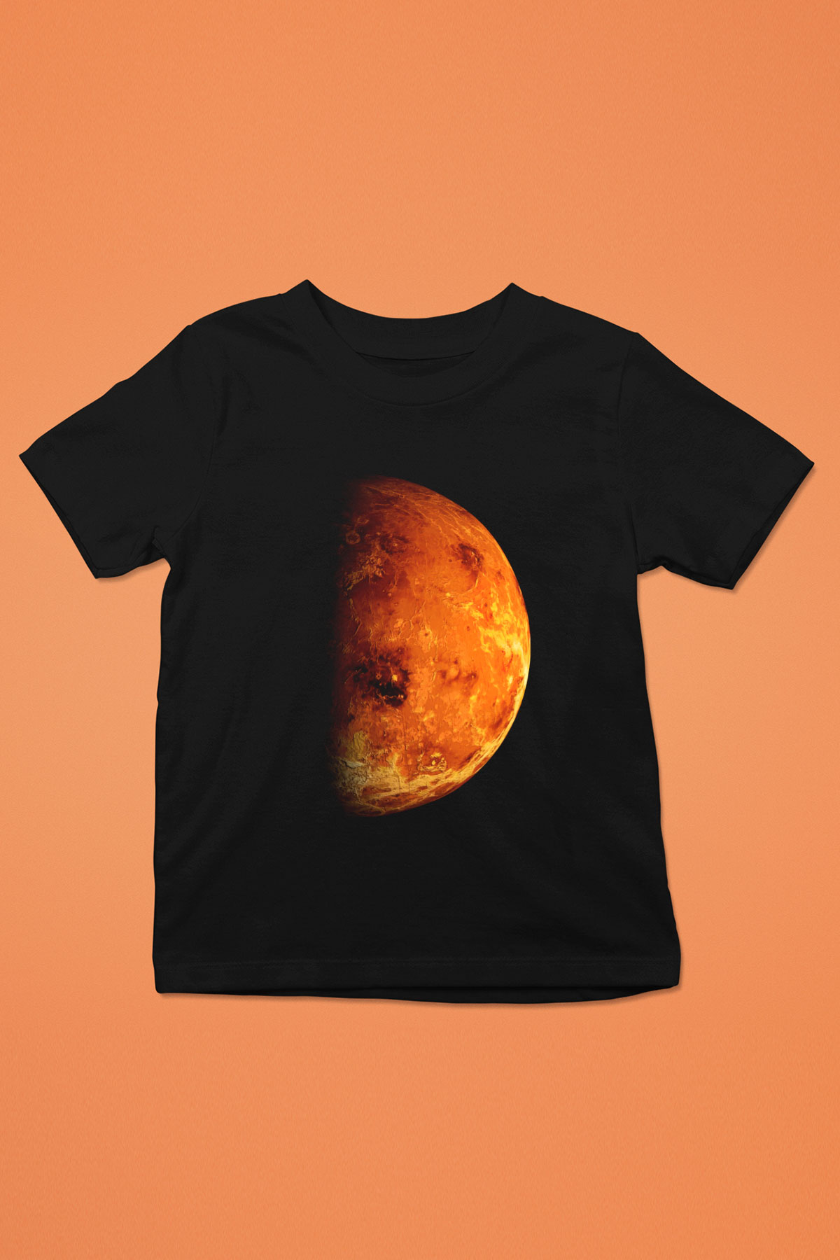 Mars Baskılı Siyah Unisex Çocuk Tişört