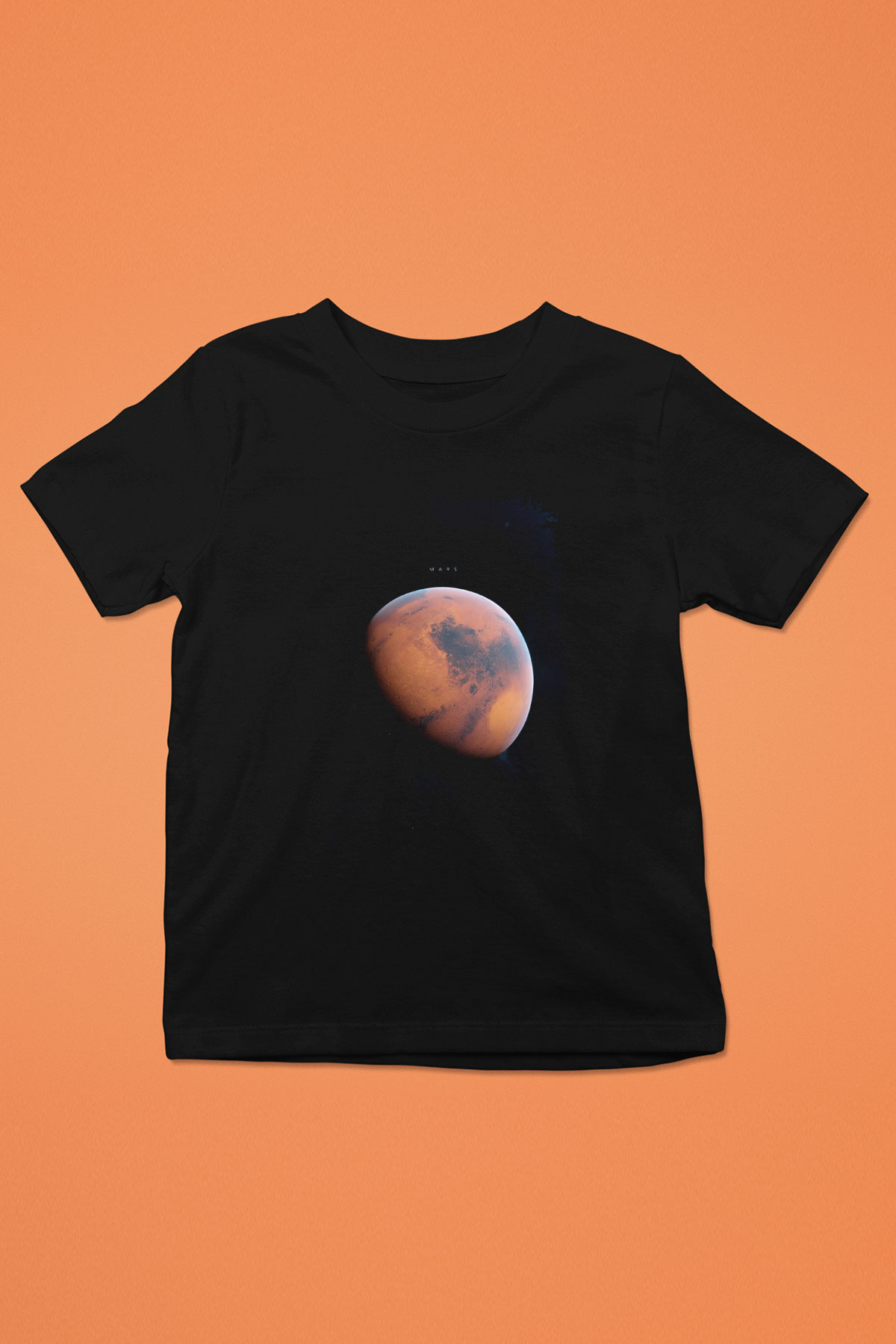 Mars Fotoğraf Baskılı Unisex Siyah Çocuk Tişörtü - Tshirt