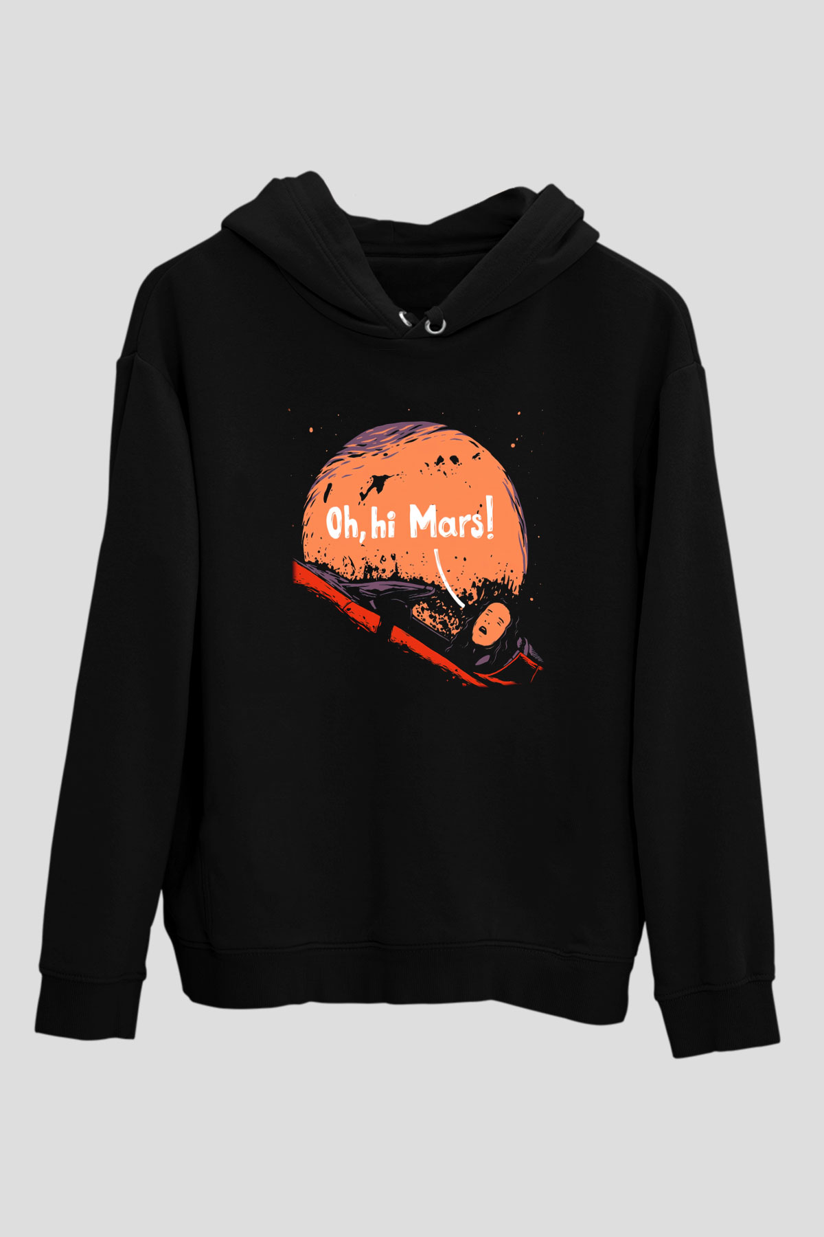Mars Siyah Unisex Hoodie