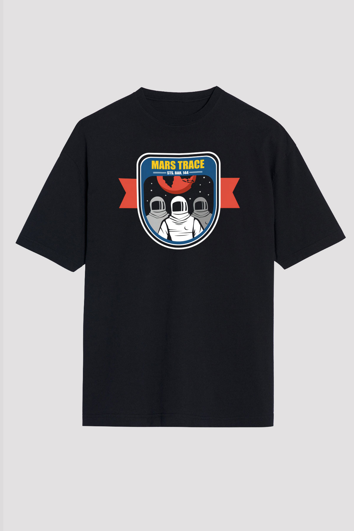 Mars Siyah Unisex Oversize Tişört T-Shirt