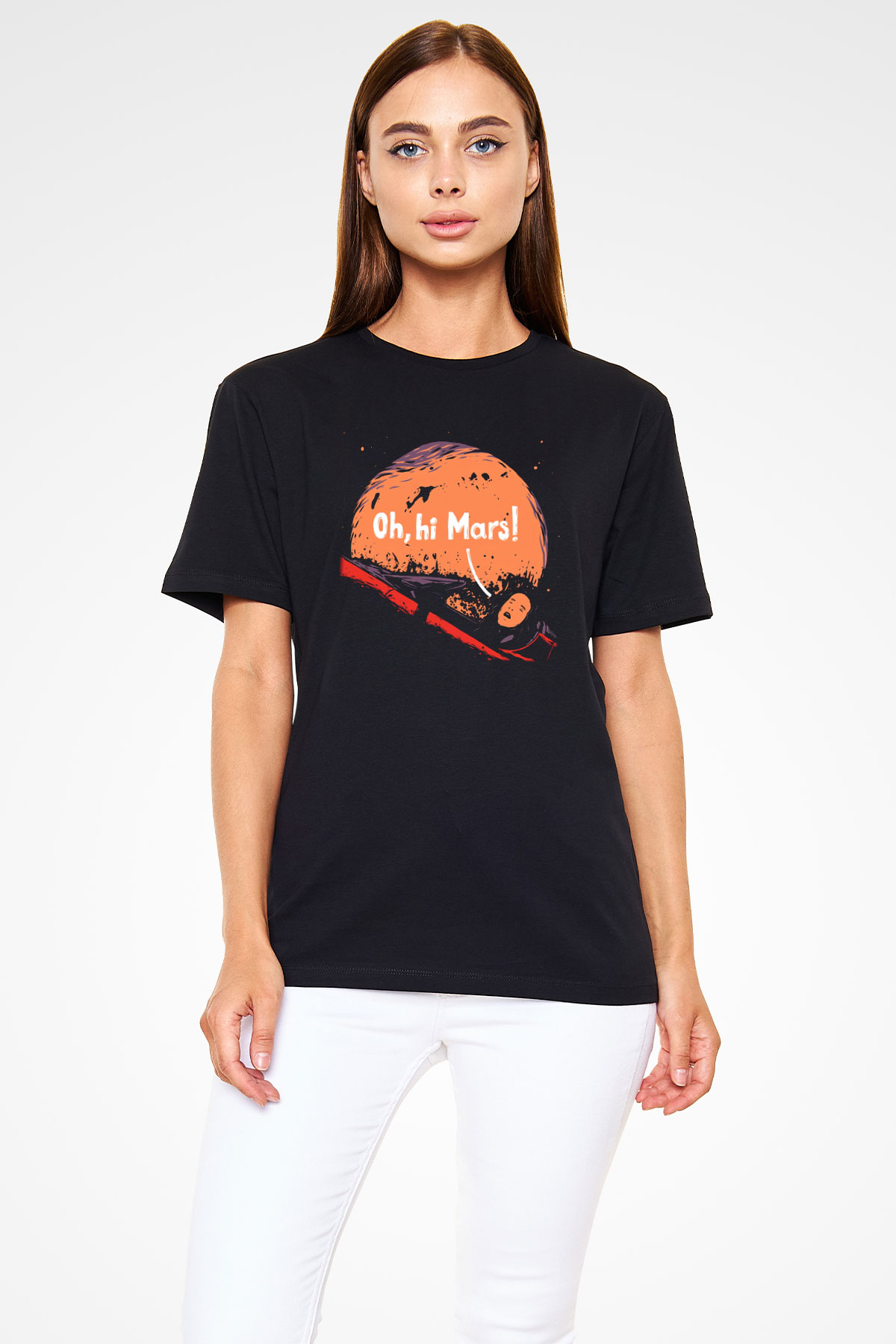 Mars Siyah Unisex Tişört T-Shirt - TişörtFabrikası