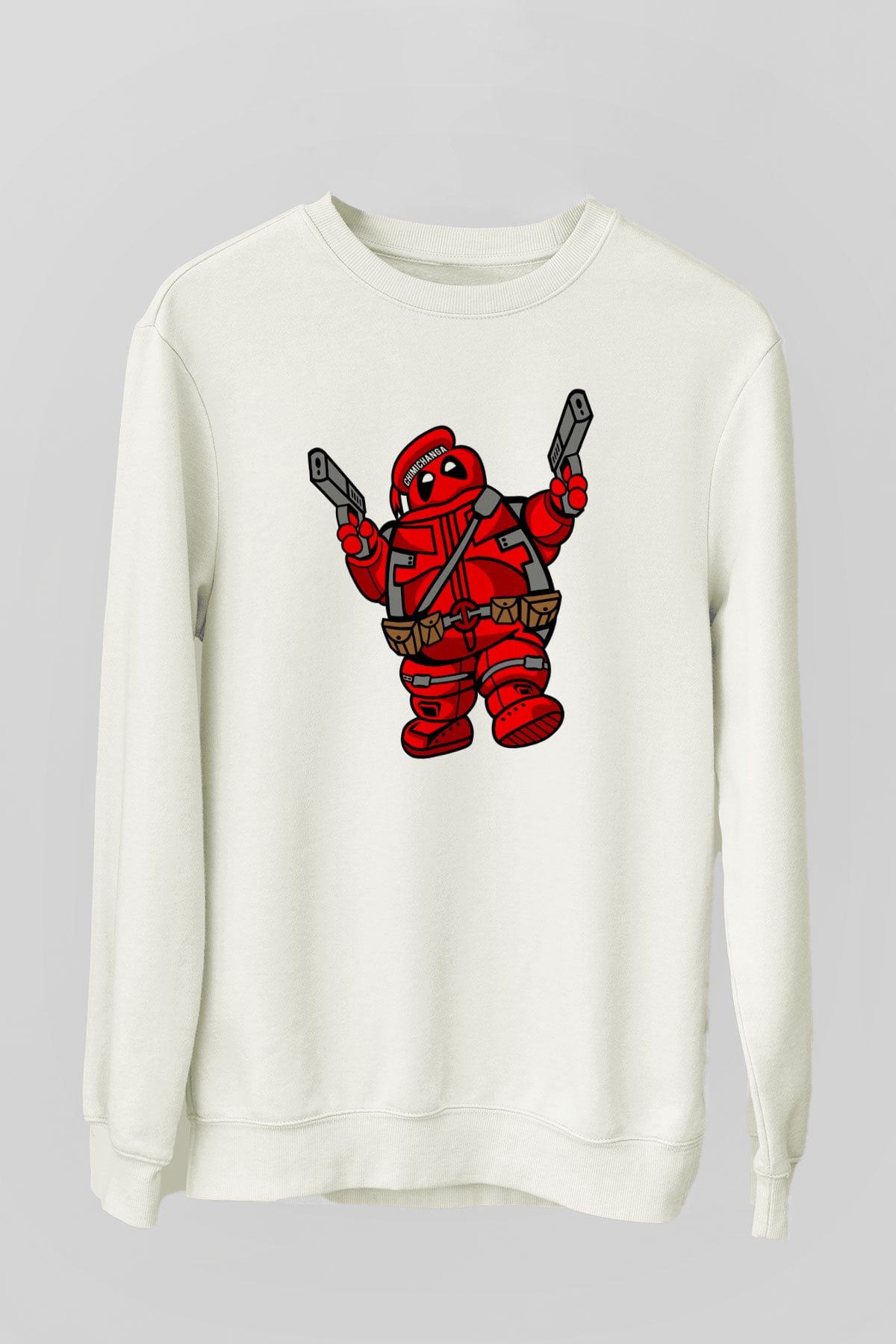 Marshmallow Merc Baskılı Beyaz Unisex Sweatshirt