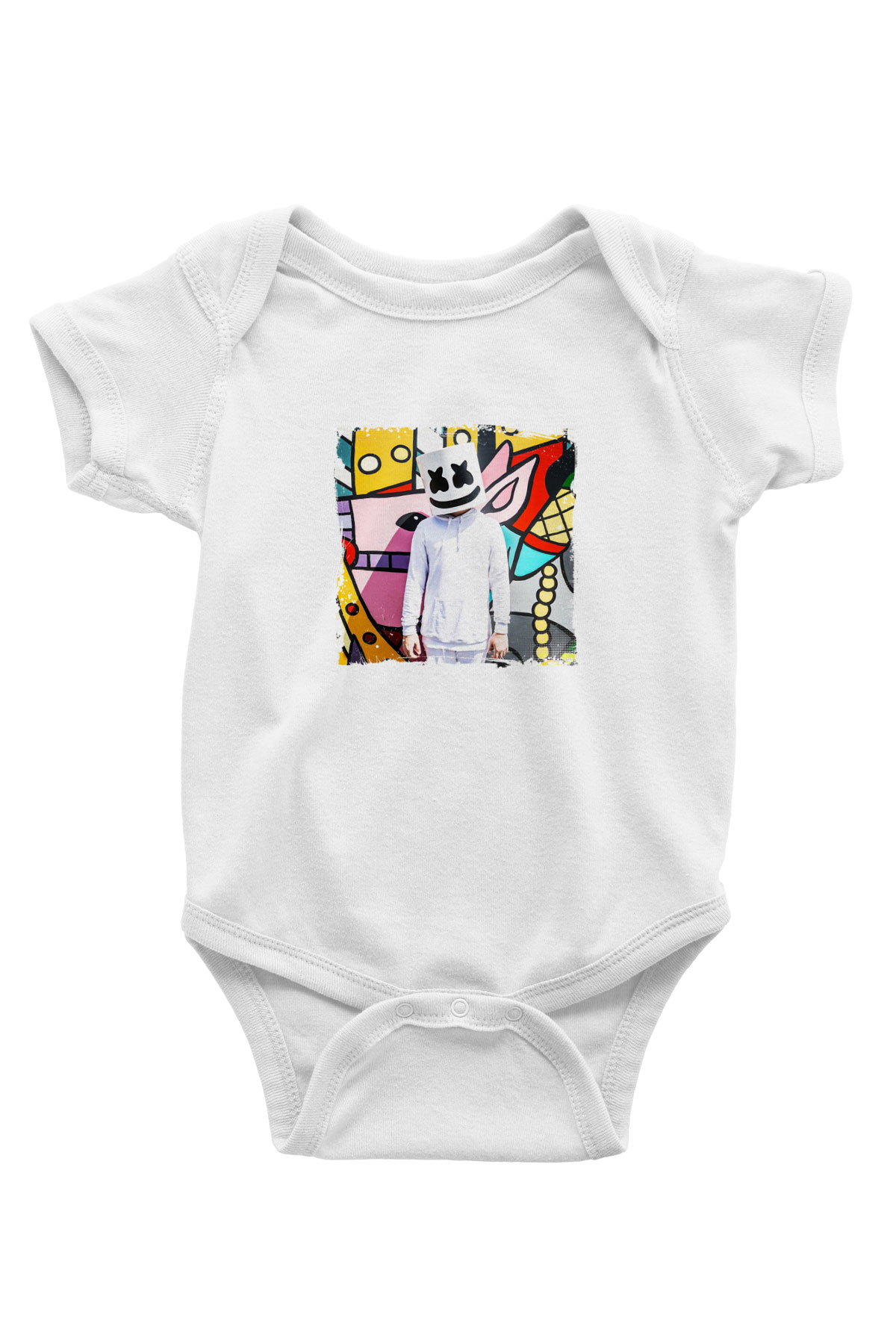 Marshmello Baskılı Beyaz Bebek Body - Zıbın