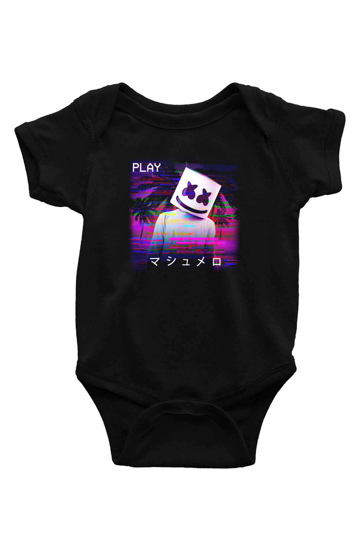 Marshmello Baskılı Siyah Bebek Body - Zıbın