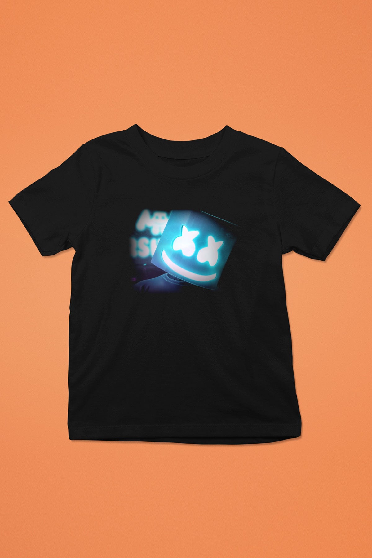 Marshmello Baskılı Siyah Unisex Çocuk Tişört