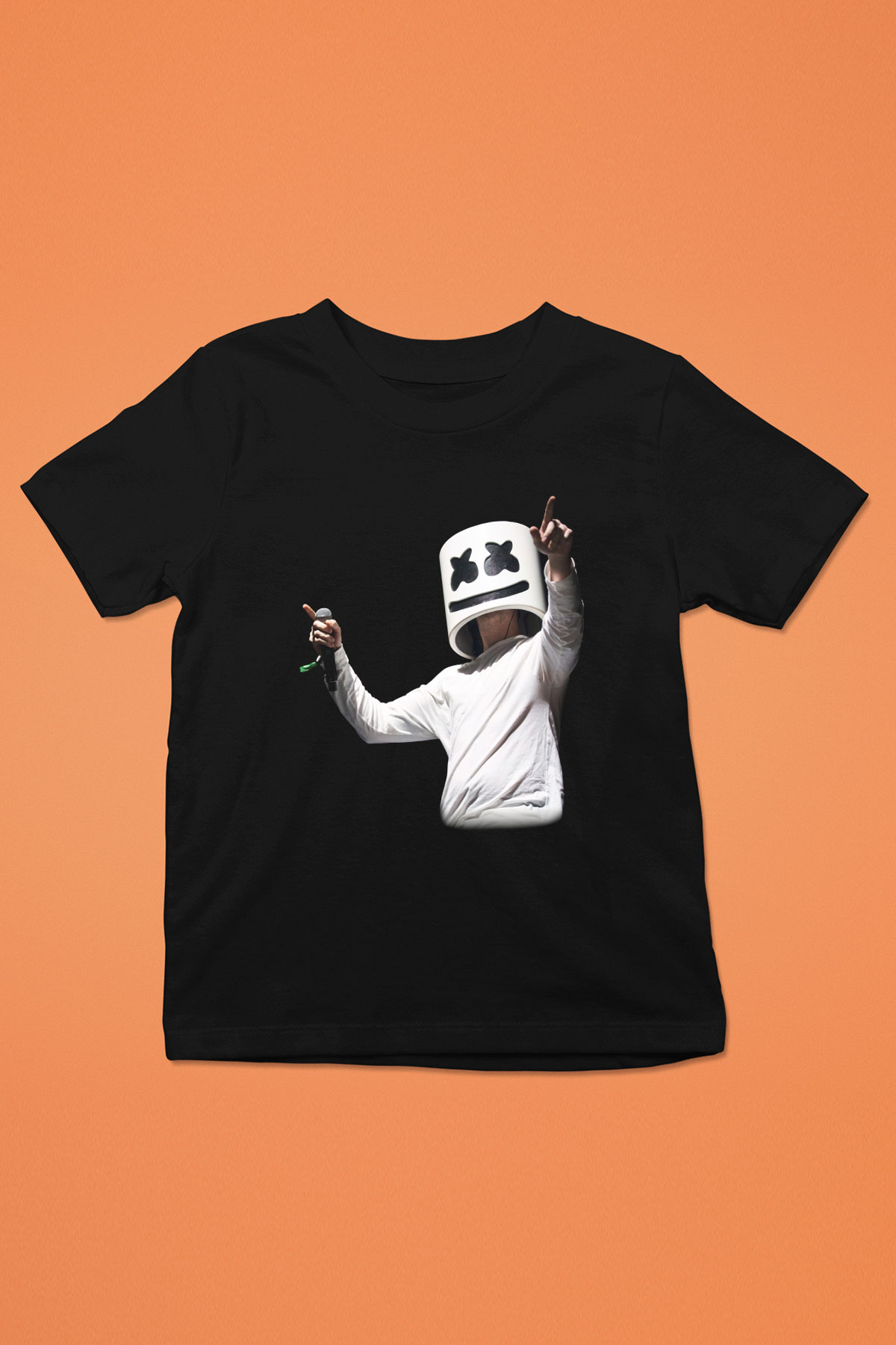 Marshmello Baskılı Siyah Unisex Çocuk Tişört