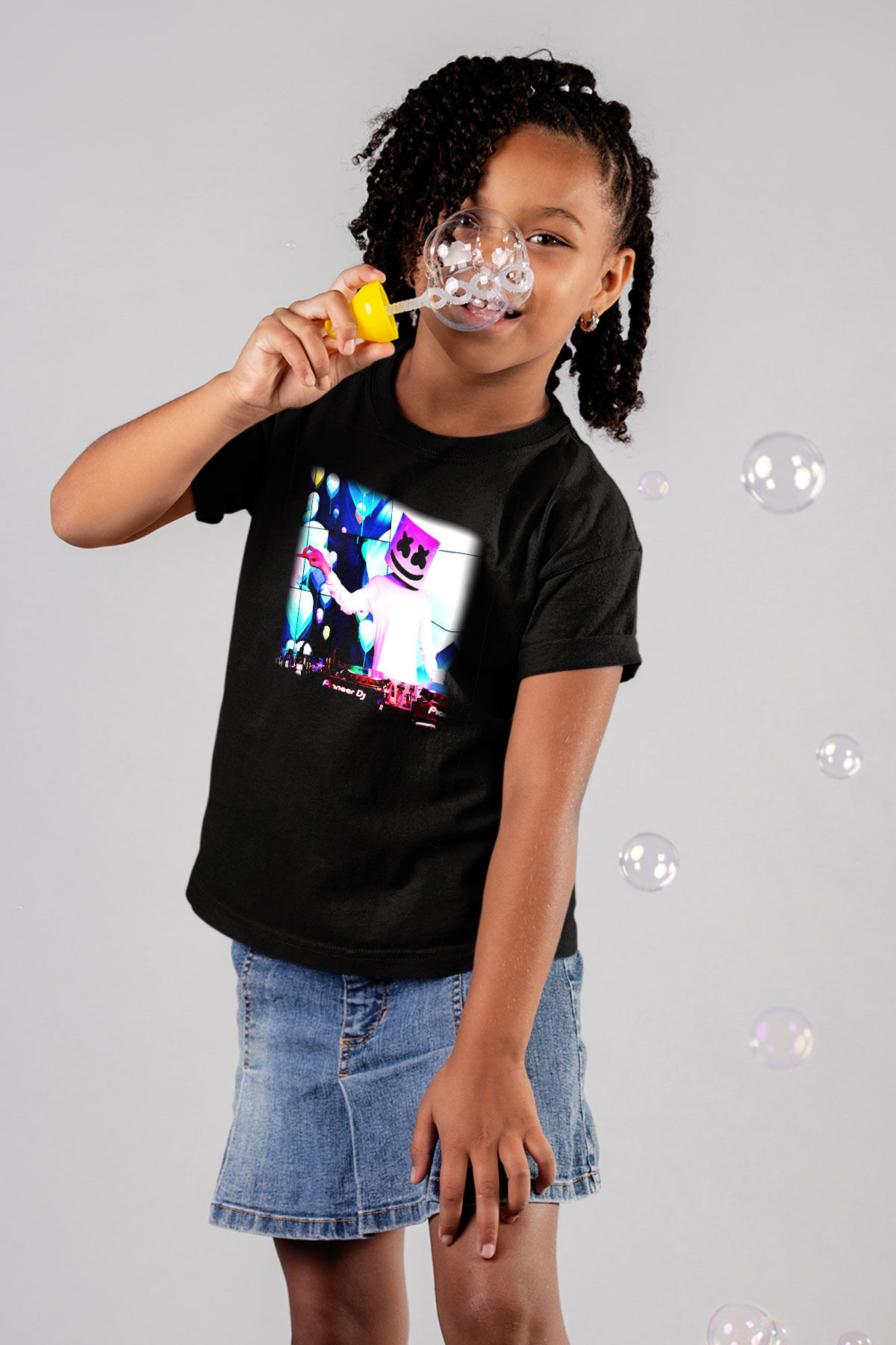 Marshmello Baskılı Siyah Unisex Çocuk Tişört