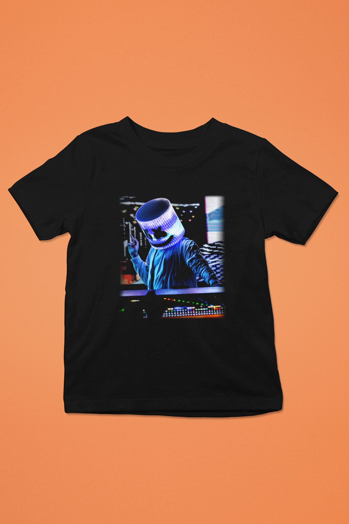 Marshmello Baskılı Siyah Unisex Çocuk Tişört
