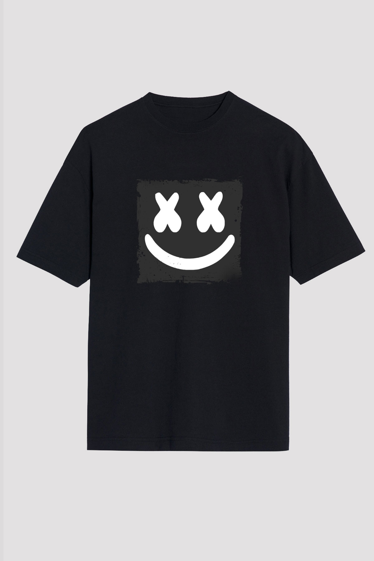 Marshmello Baskılı Unisex Oversize Siyah Tişört