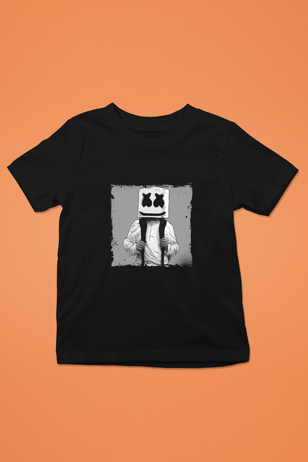 Marshmello Baskılı Unisex Siyah Çocuk Tişört