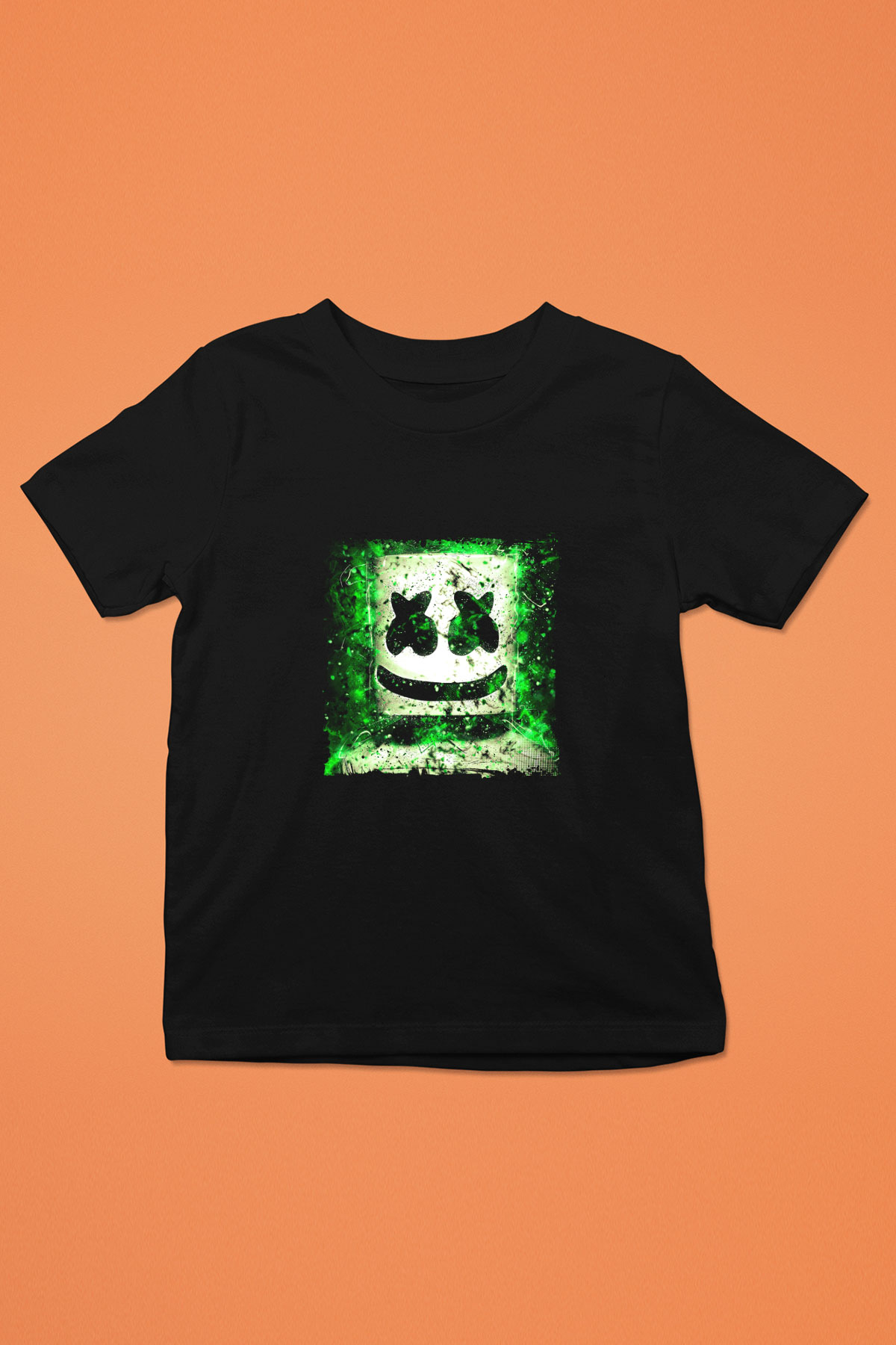 Marshmello Baskılı Unisex Siyah Çocuk Tişört