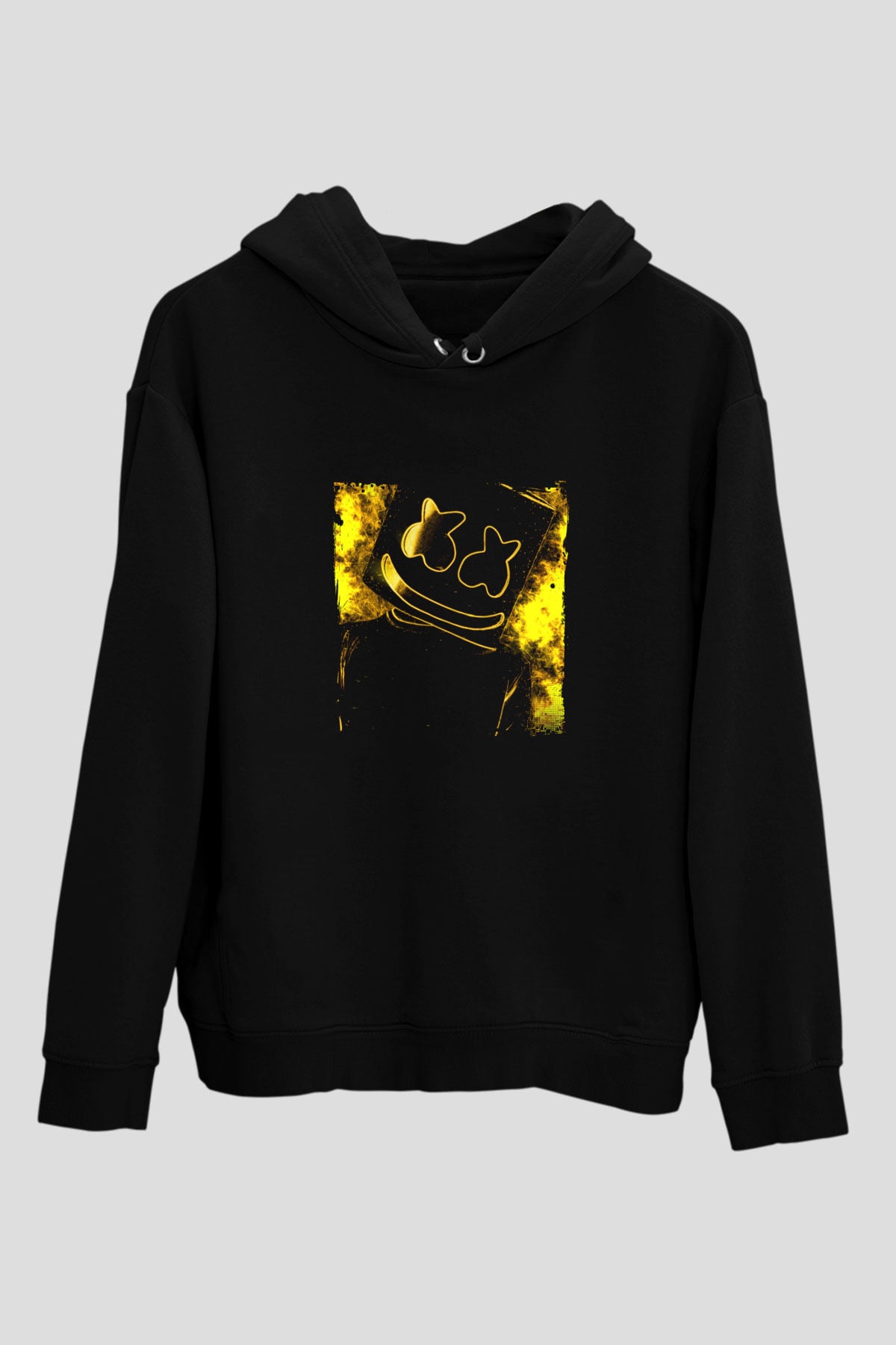Marshmello Baskılı Unisex Siyah Hoodie