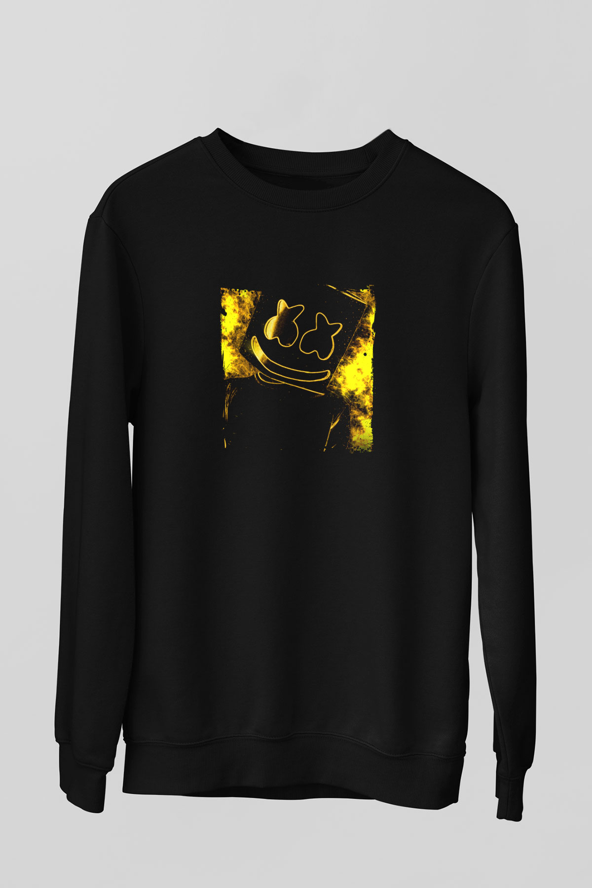 Marshmello Baskılı Unisex Siyah Sweatshirt