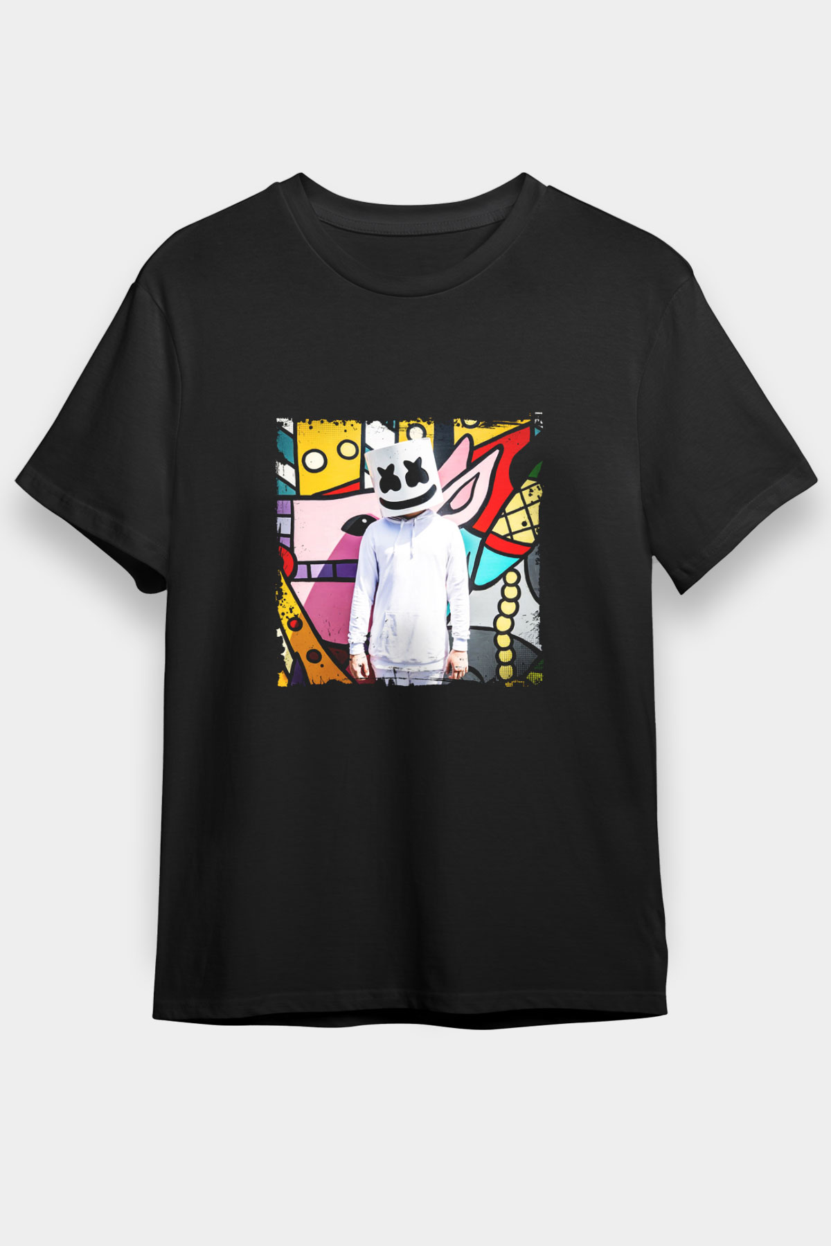Marshmello Baskılı Unisex Siyah Tişört