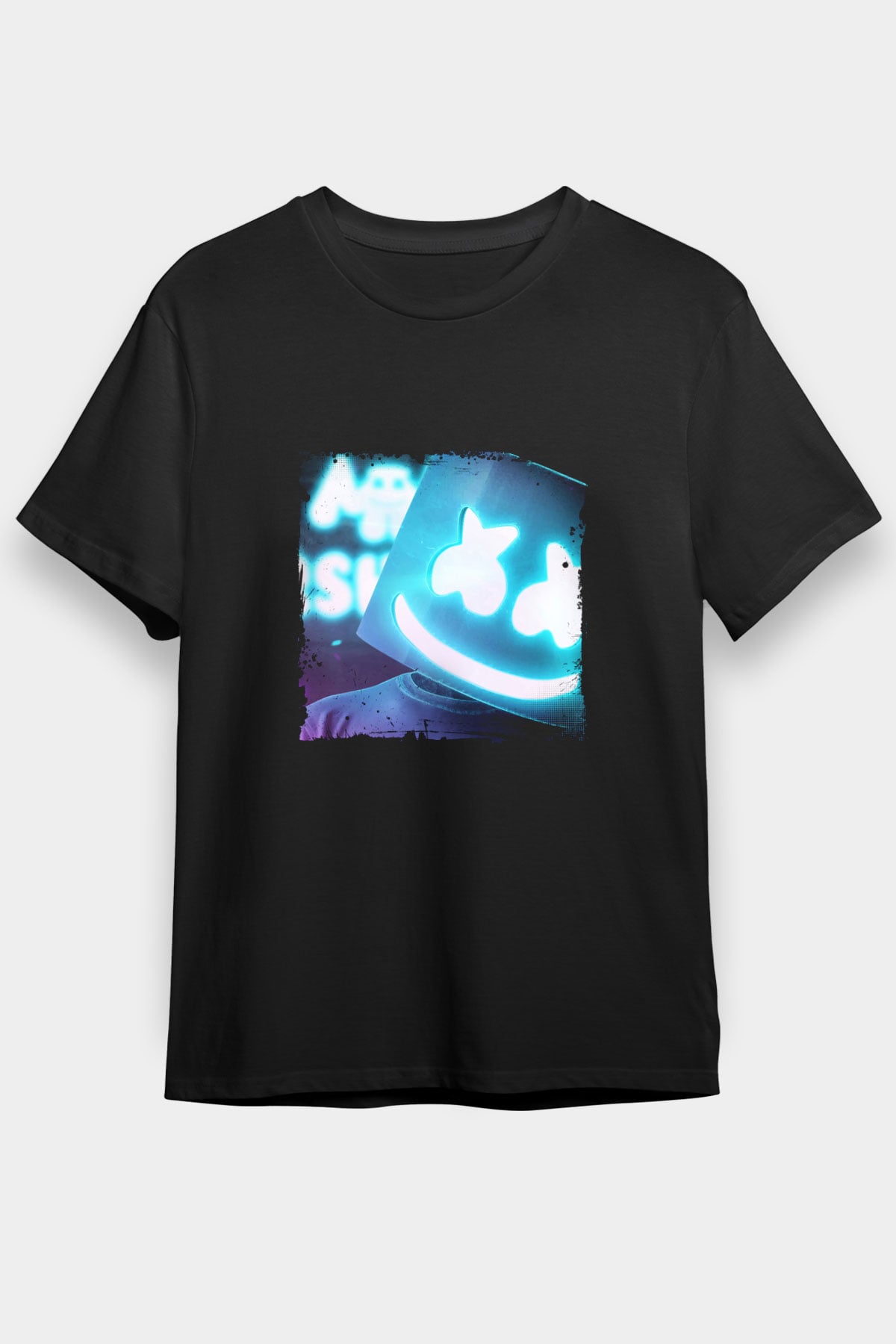 Marshmello Baskılı Unisex Siyah Tişört