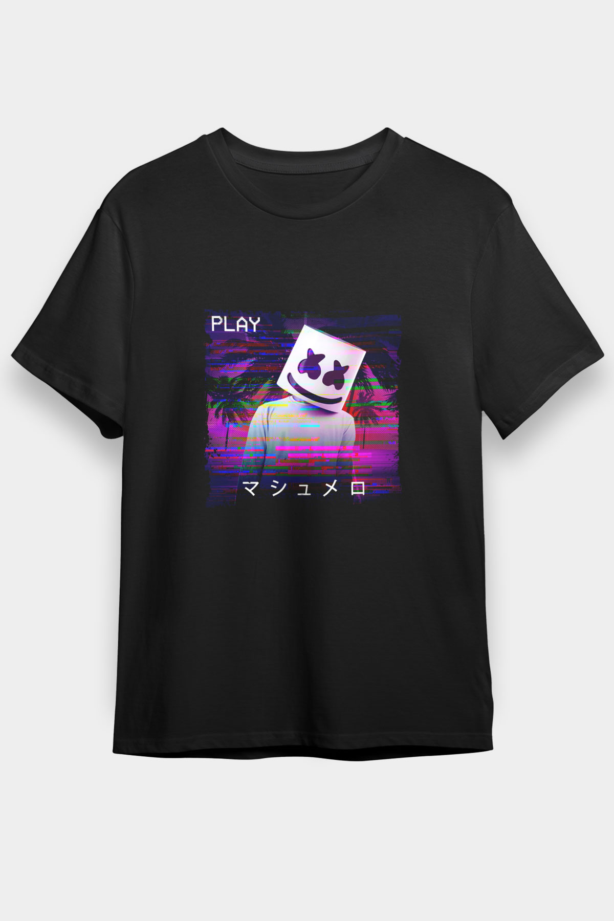Marshmello Baskılı Unisex Siyah Tişört
