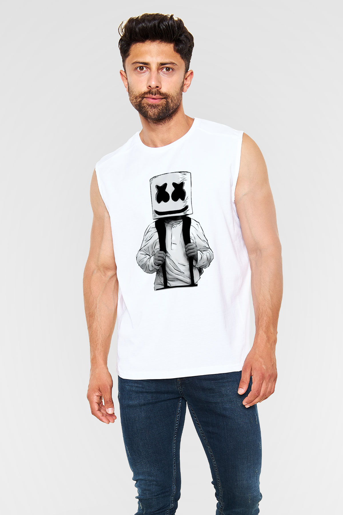 Marshmello Beyaz Unisex Kolsuz Tişört