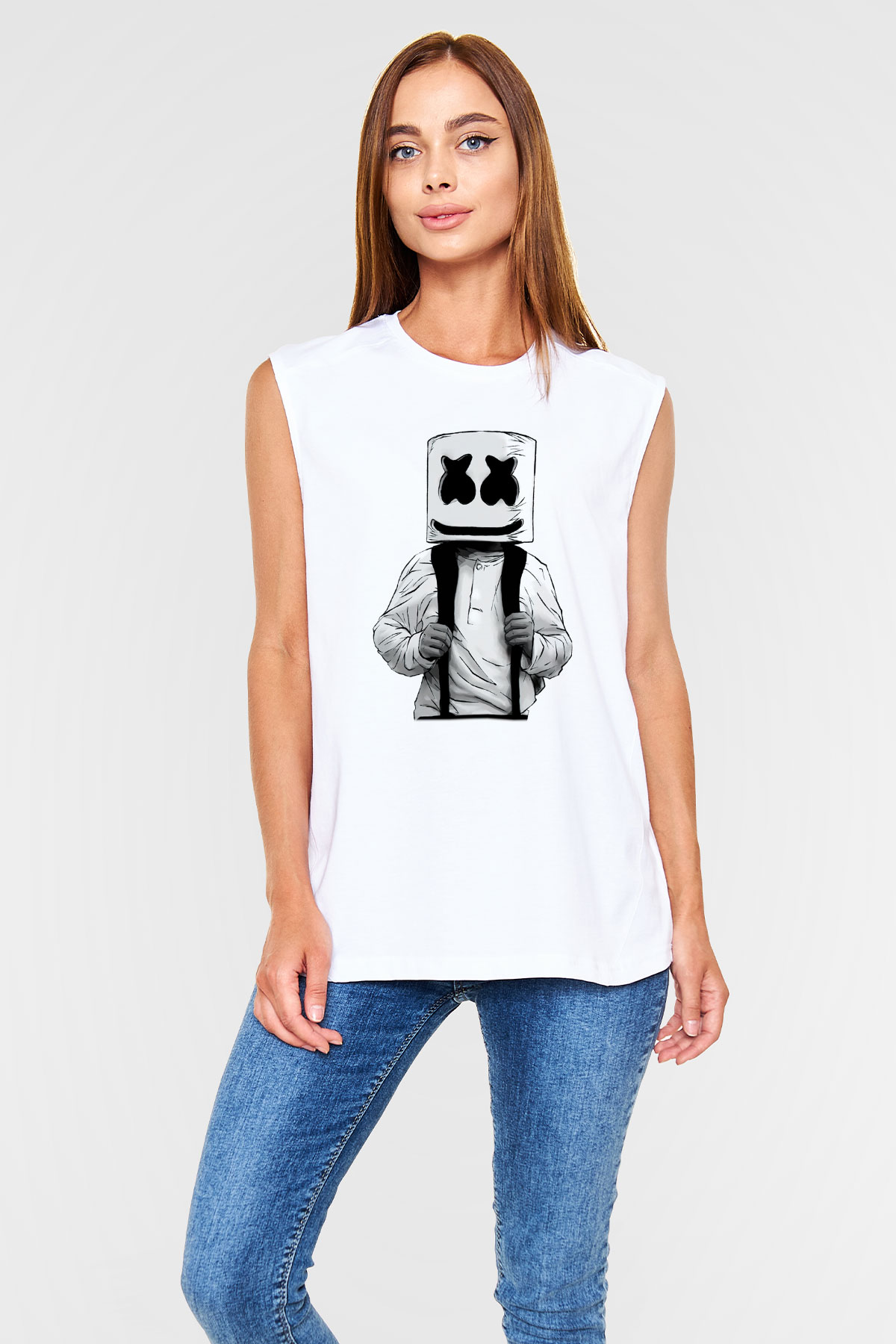 Marshmello Beyaz Unisex Kolsuz Tişört