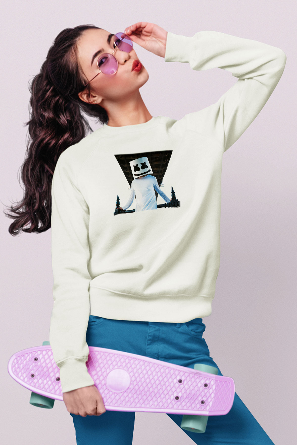 Marshmello Beyaz Unisex Sweatshirt