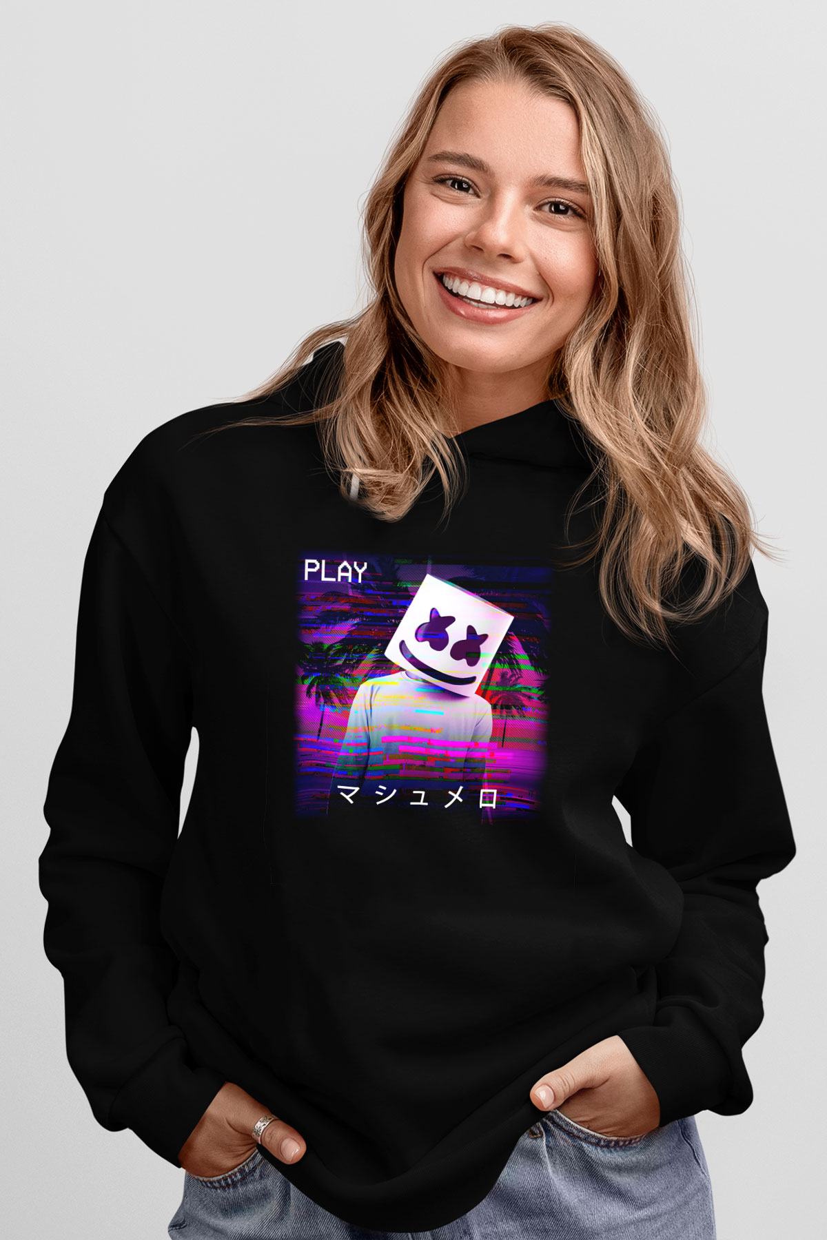 Marshmello Siyah Unisex Hoodie