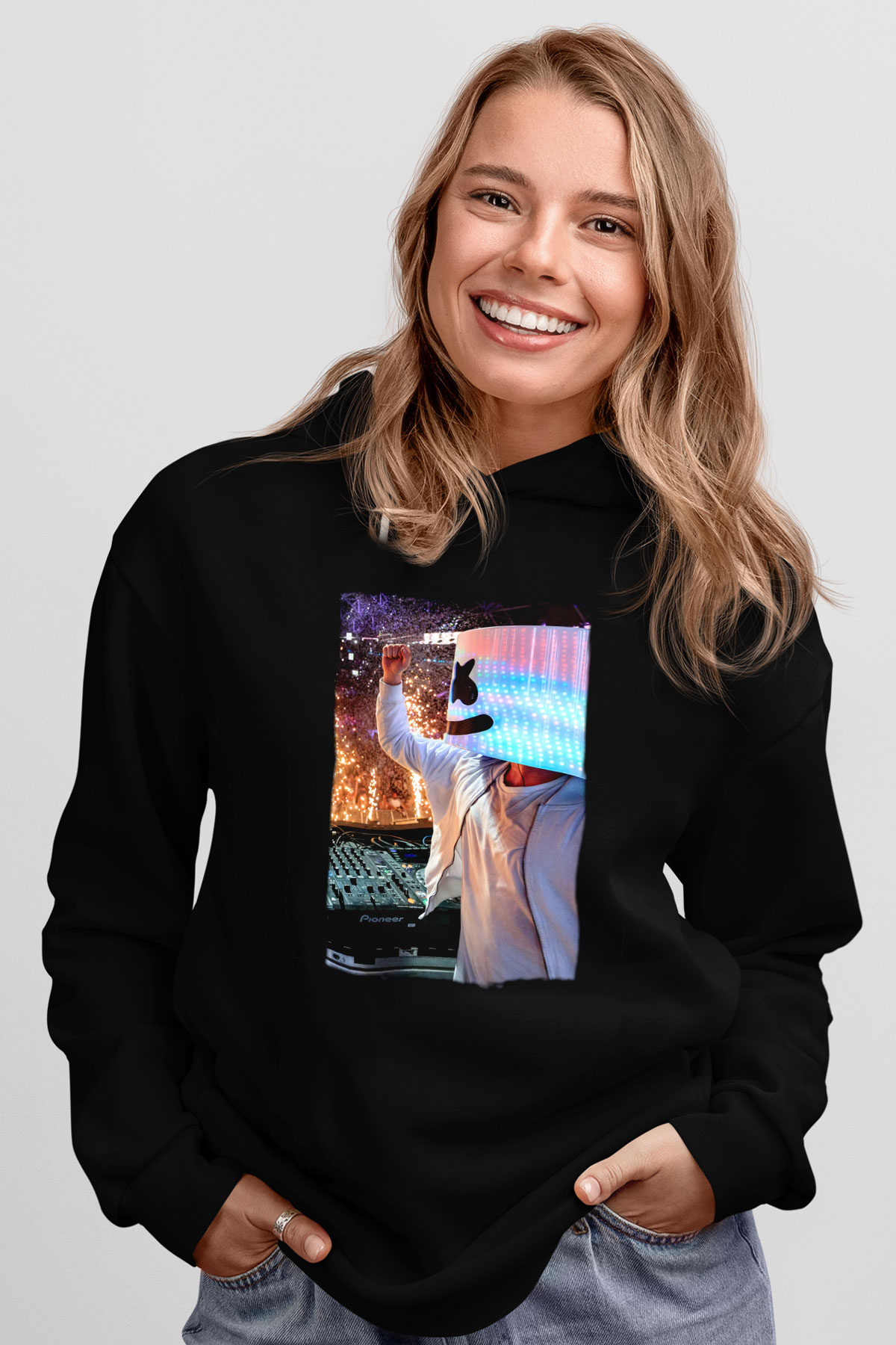 Marshmello Siyah Unisex Kapüşonlu Sweatshirt