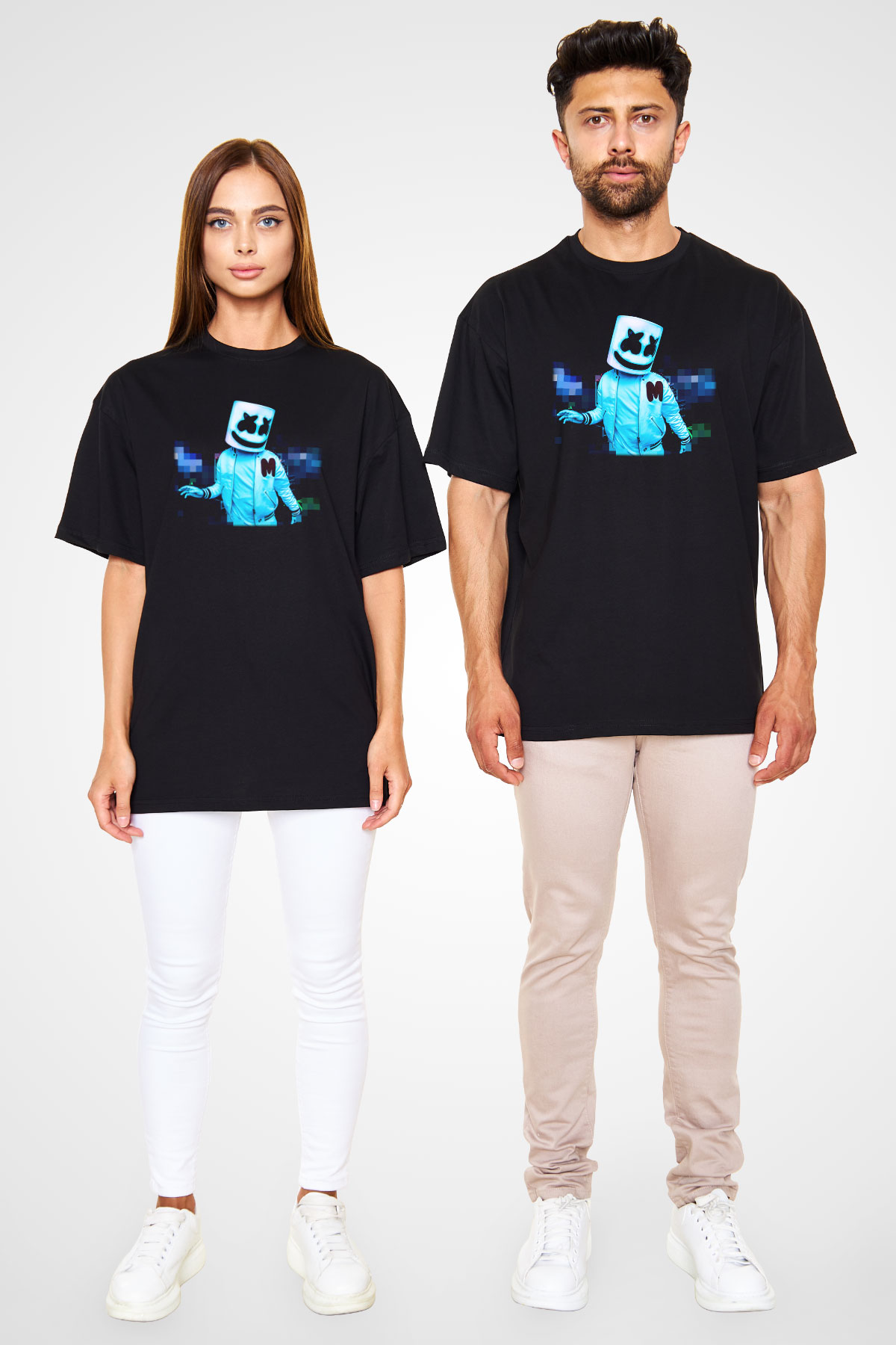 Marshmello Siyah Unisex Oversize Tişört T-Shirt