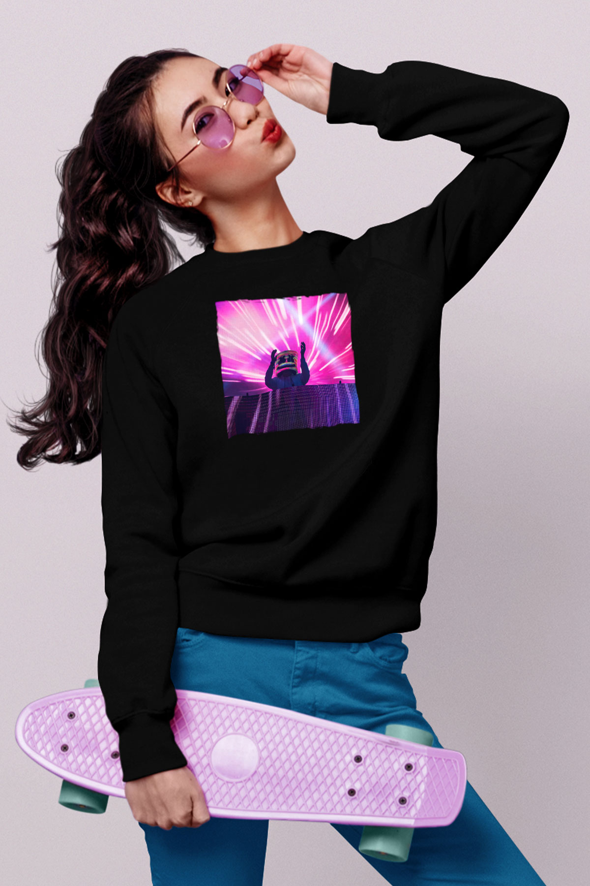 Marshmello Siyah Unisex Sweatshirt