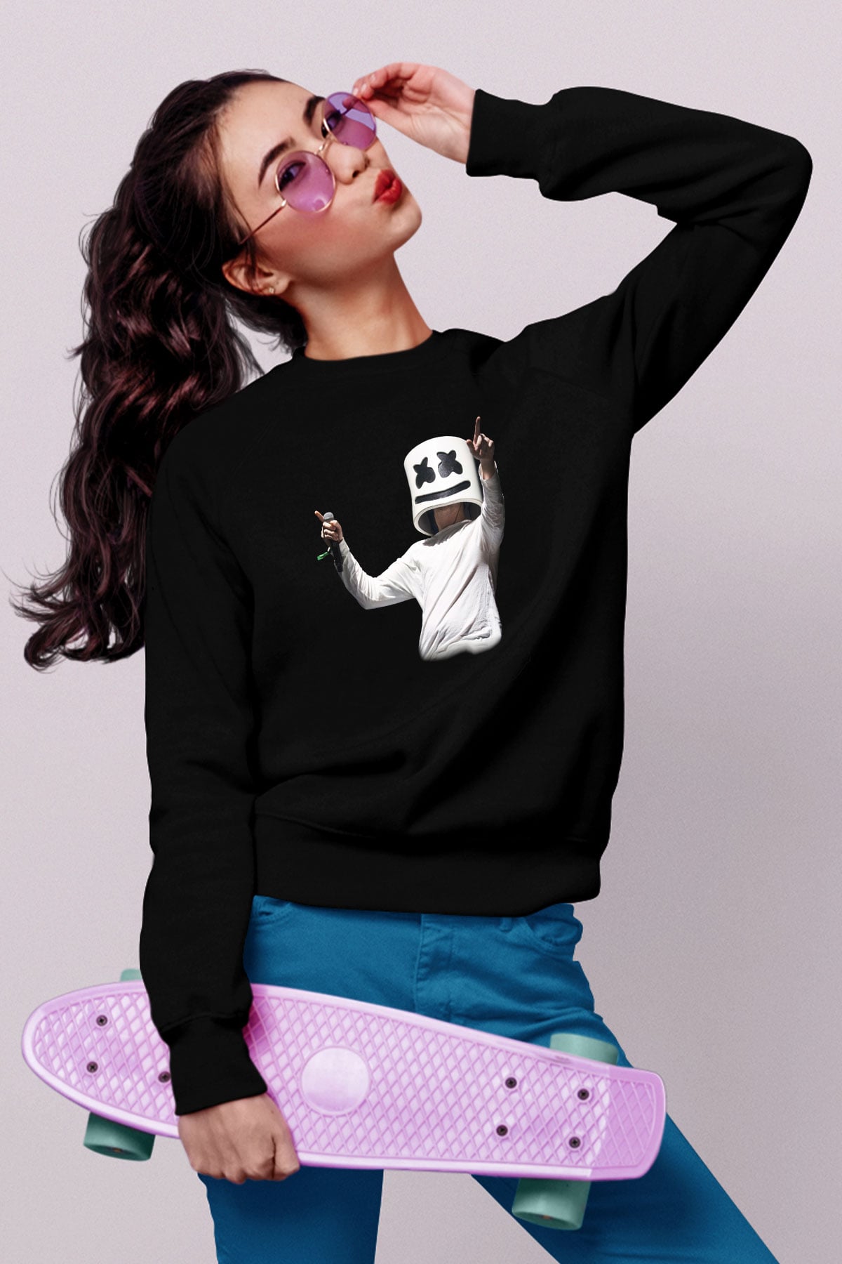 Marshmello Siyah Unisex Sweatshirt