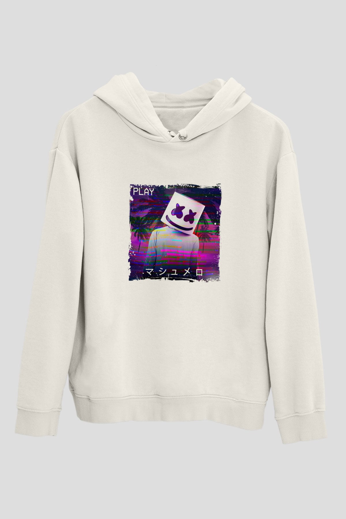 MarshmelloBaskılı Beyaz Hoodie
