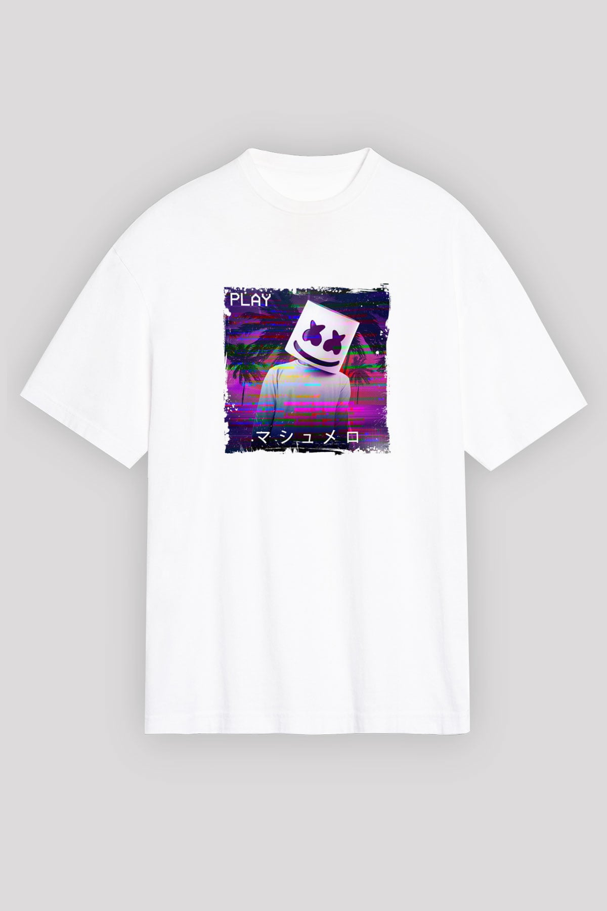 MarshmelloBaskılı Beyaz Oversize Tişört