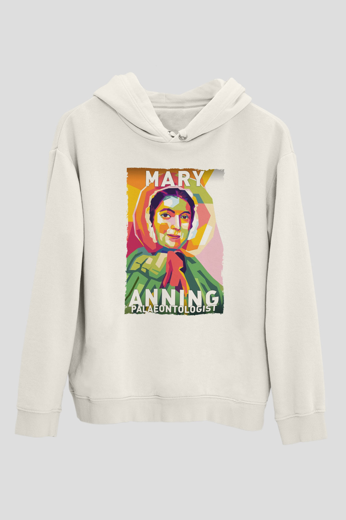 Mary Anning Baskılı Unisex Ekru Hoodie