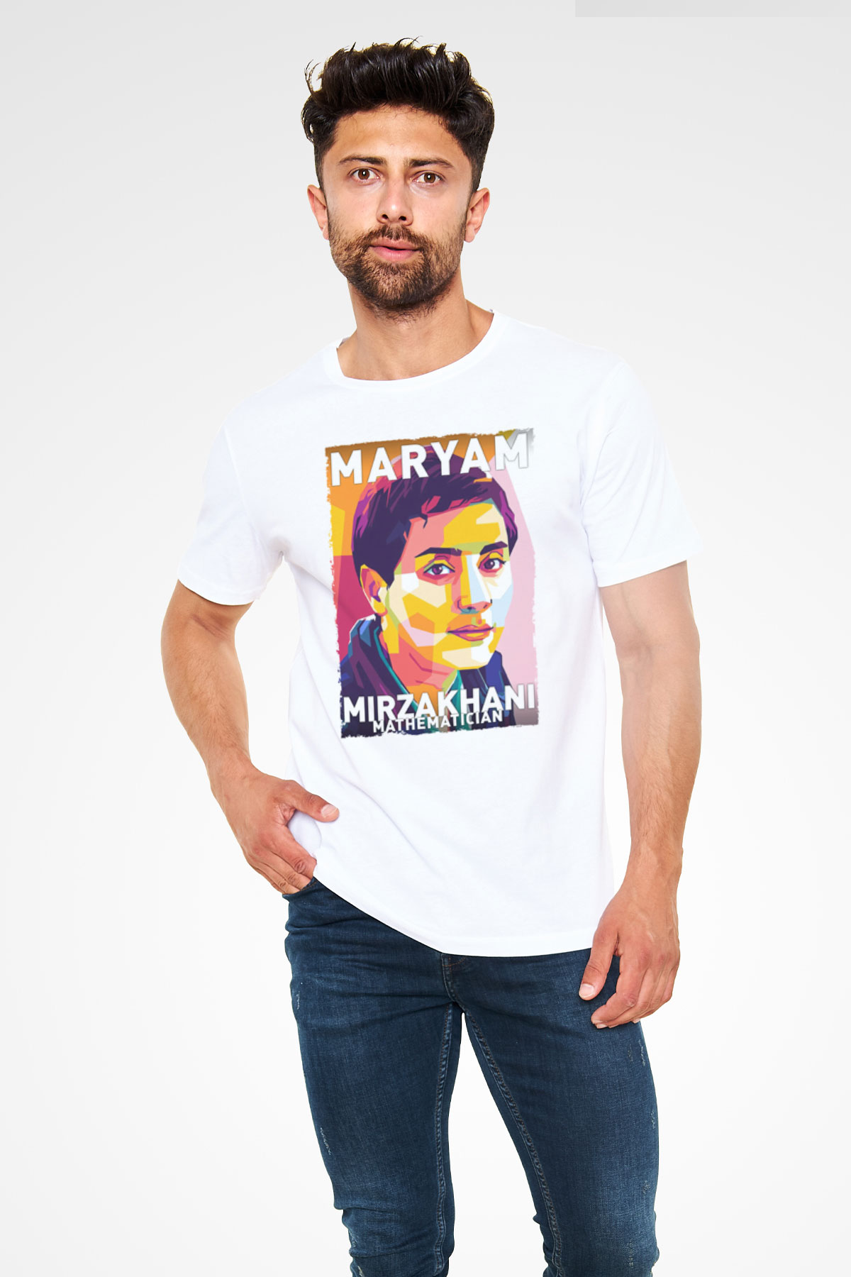 Maryam Mirzakhani Baskılı Unisex Beyaz Tişört - Tshirt