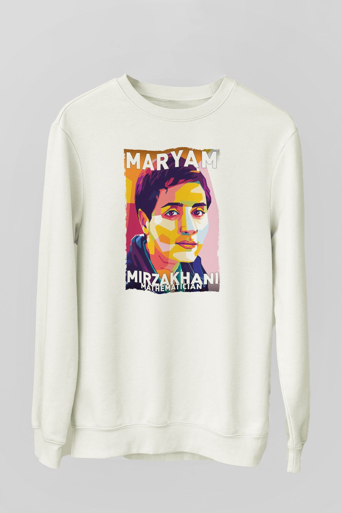 Maryam Mirzakhani Baskılı Unisex Ekru Sweatshirt