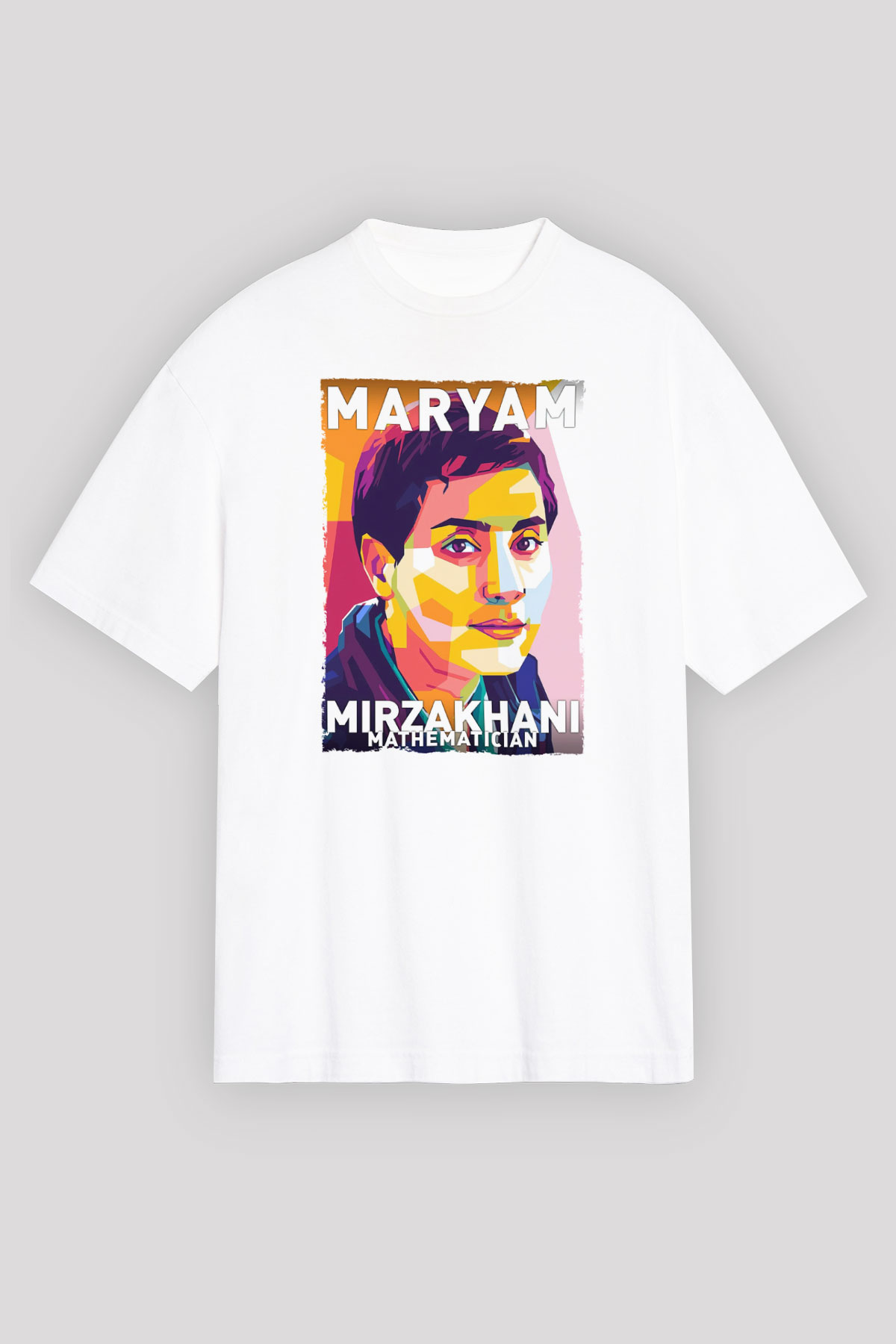 Maryam Mirzakhani Baskılı Unisex Oversize Beyaz Tişört - Tshirt