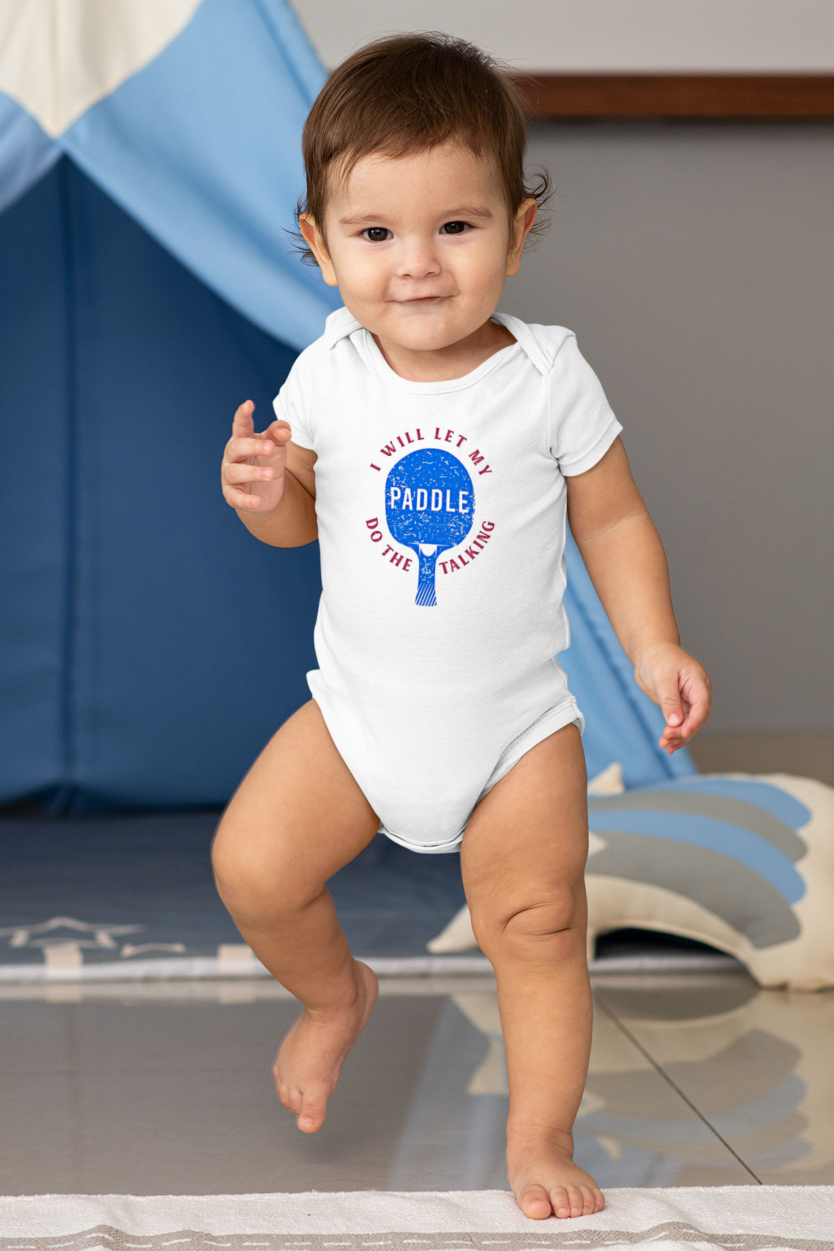Masa Tenisi Baskılı Beyaz Bebek Body - Zıbın